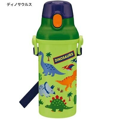 日本製 Skater Dinosaurs 恐龍圖案 One Touch Ag+銀離子抗菌 直飲式水樽 (付肩帶) 480ml