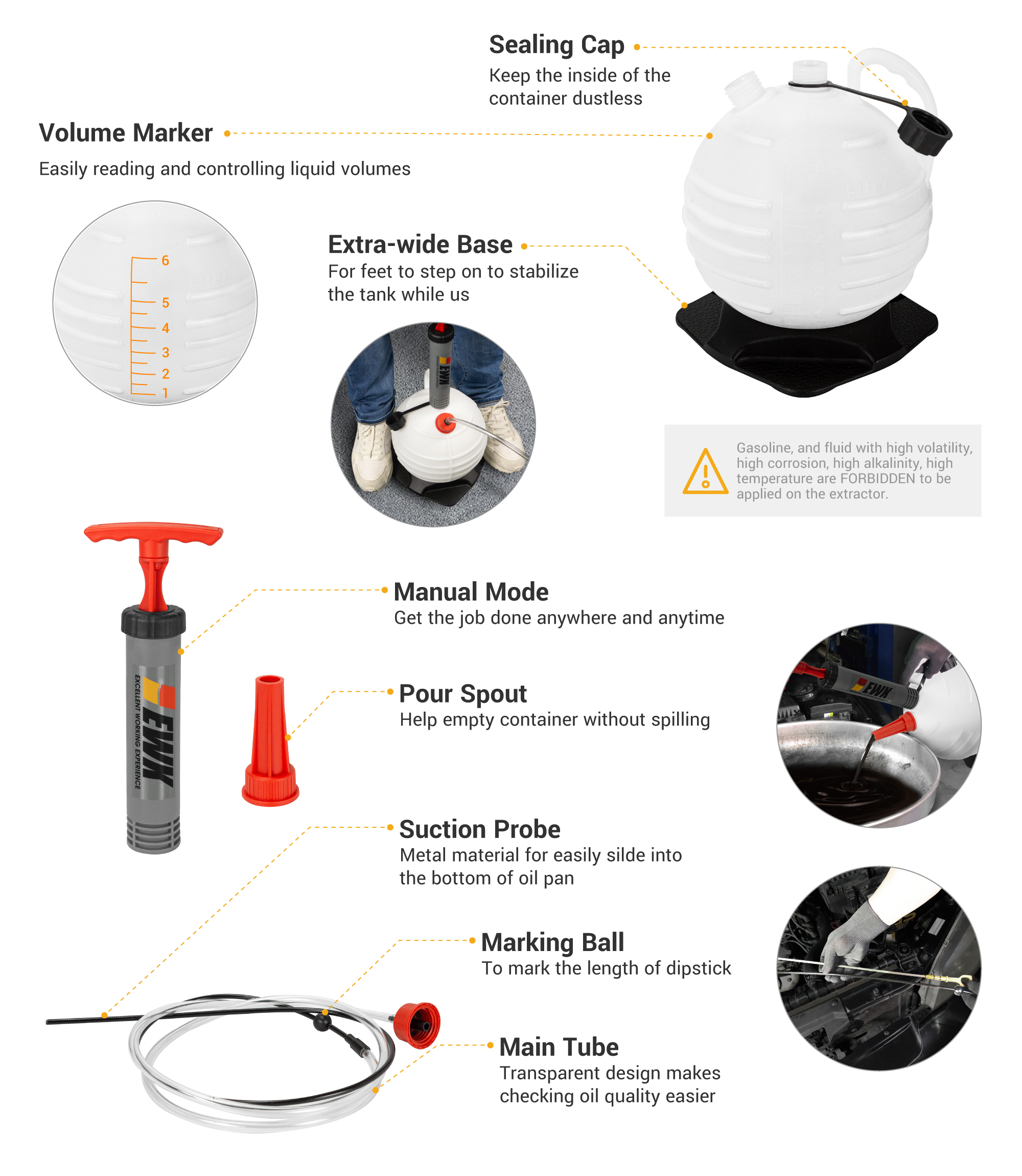 6L Vacuum Oil Extractor Pump Fluid Change Pump EWK