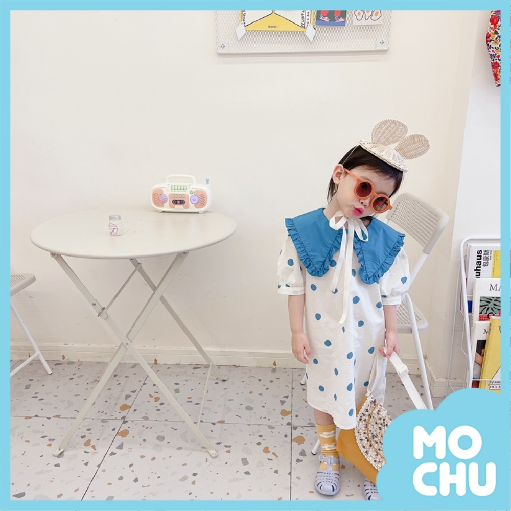 波點大翻領連衣裙(兩色)