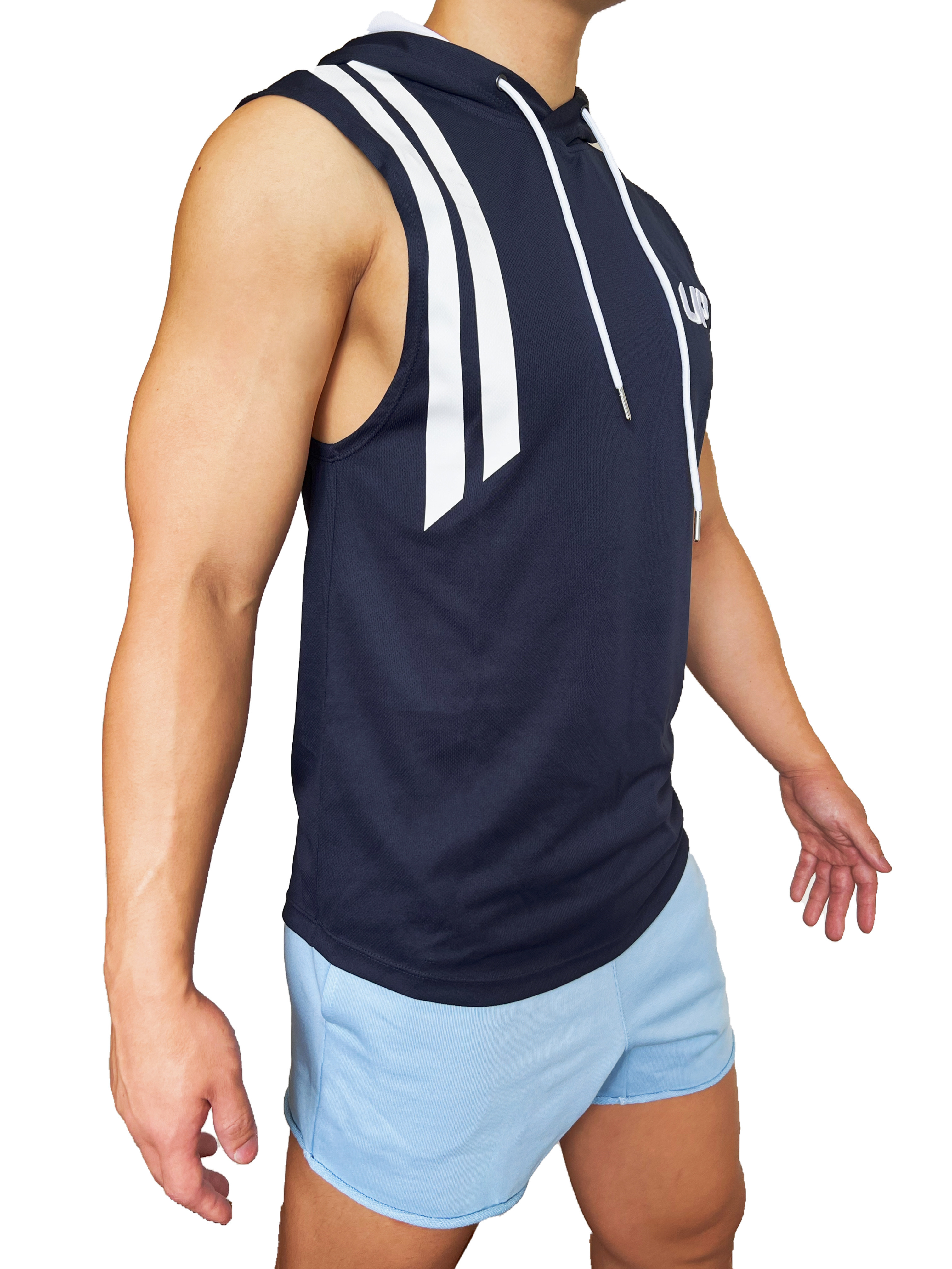 Stripe UP 連帽背心 海軍藍