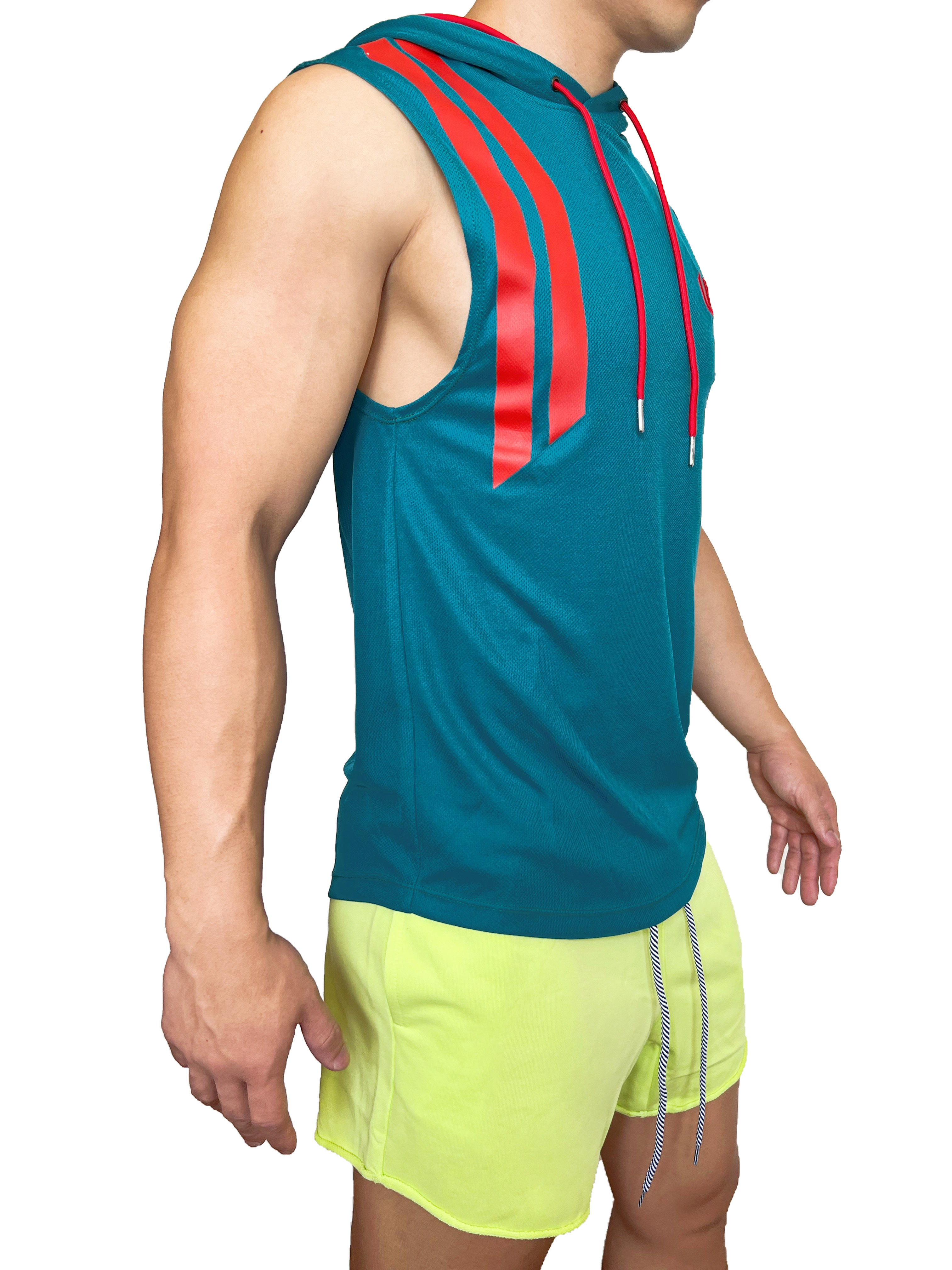 Stripe UP 連帽背心 孔雀綠