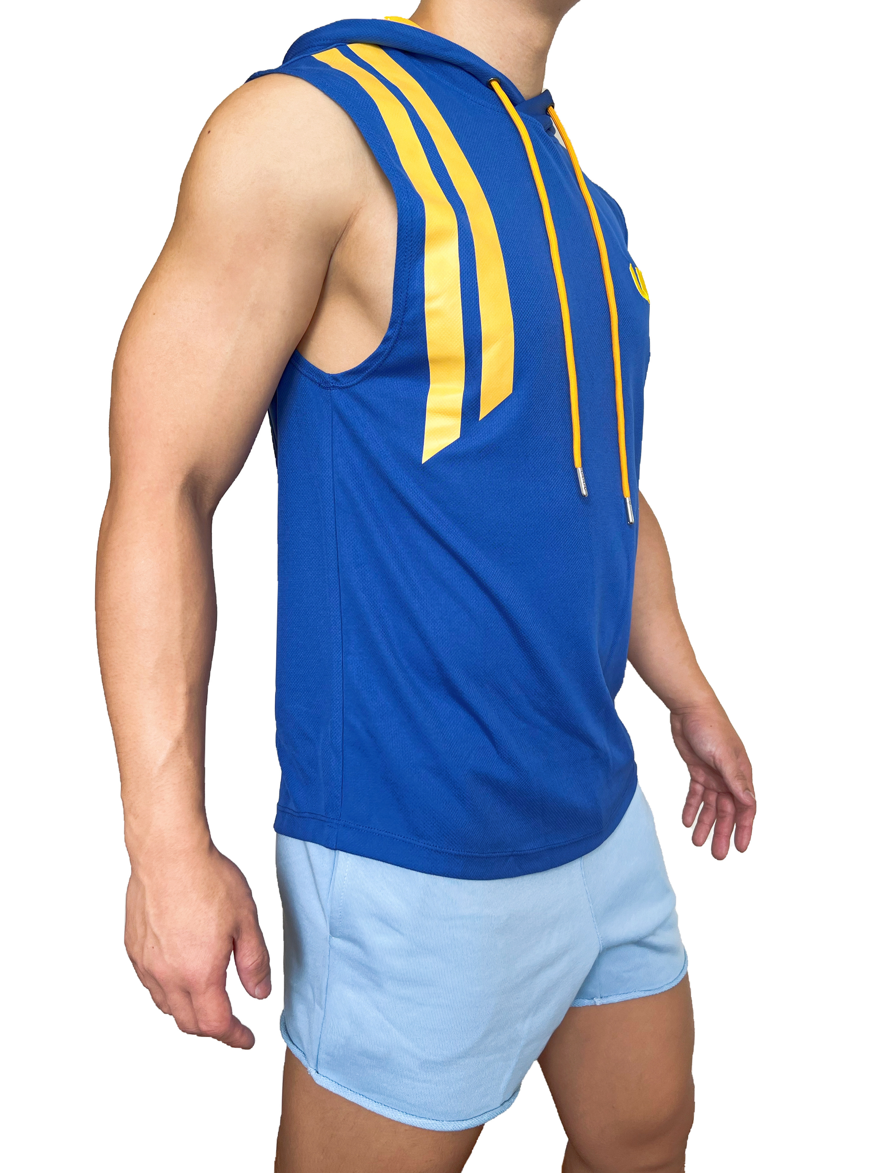 Stripe UP 連帽背心 彩藍