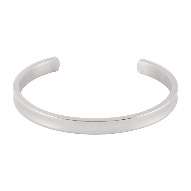 白鋼手鐲，情侶手鐲 弧形凹面設計；素雅的曲線更顯細膩真情（2788女款銀色）