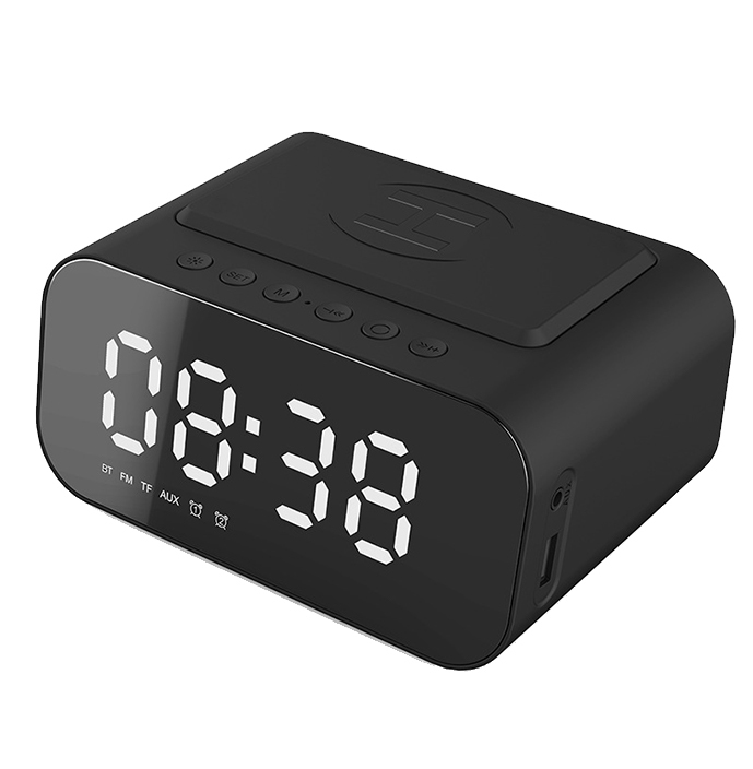 【ikanolife】多功能重低音無線充電藍芽音箱(無線充電,藍芽音箱,時鐘)