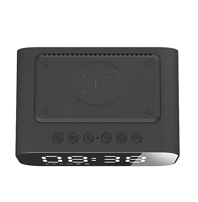 【ikanolife】多功能重低音無線充電藍芽音箱(無線充電,藍芽音箱,時鐘)