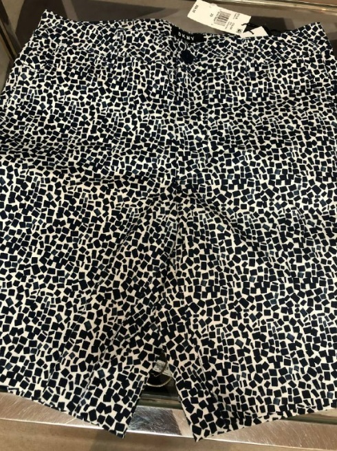 [S] DKNY PAINTED SQUARE FLAT FRONT SHORT,DARK BLUE DENIM, 43NB615-DARK BLUE DENIM [FINAL SALE] (SD154)