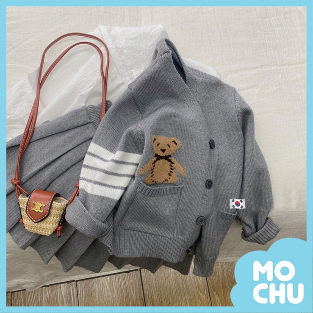 小熊學院風毛衣開衫裙套裝