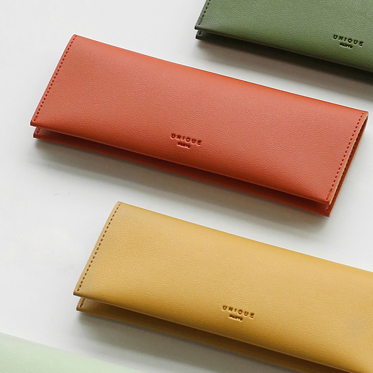 文藝PU皮純色筆袋