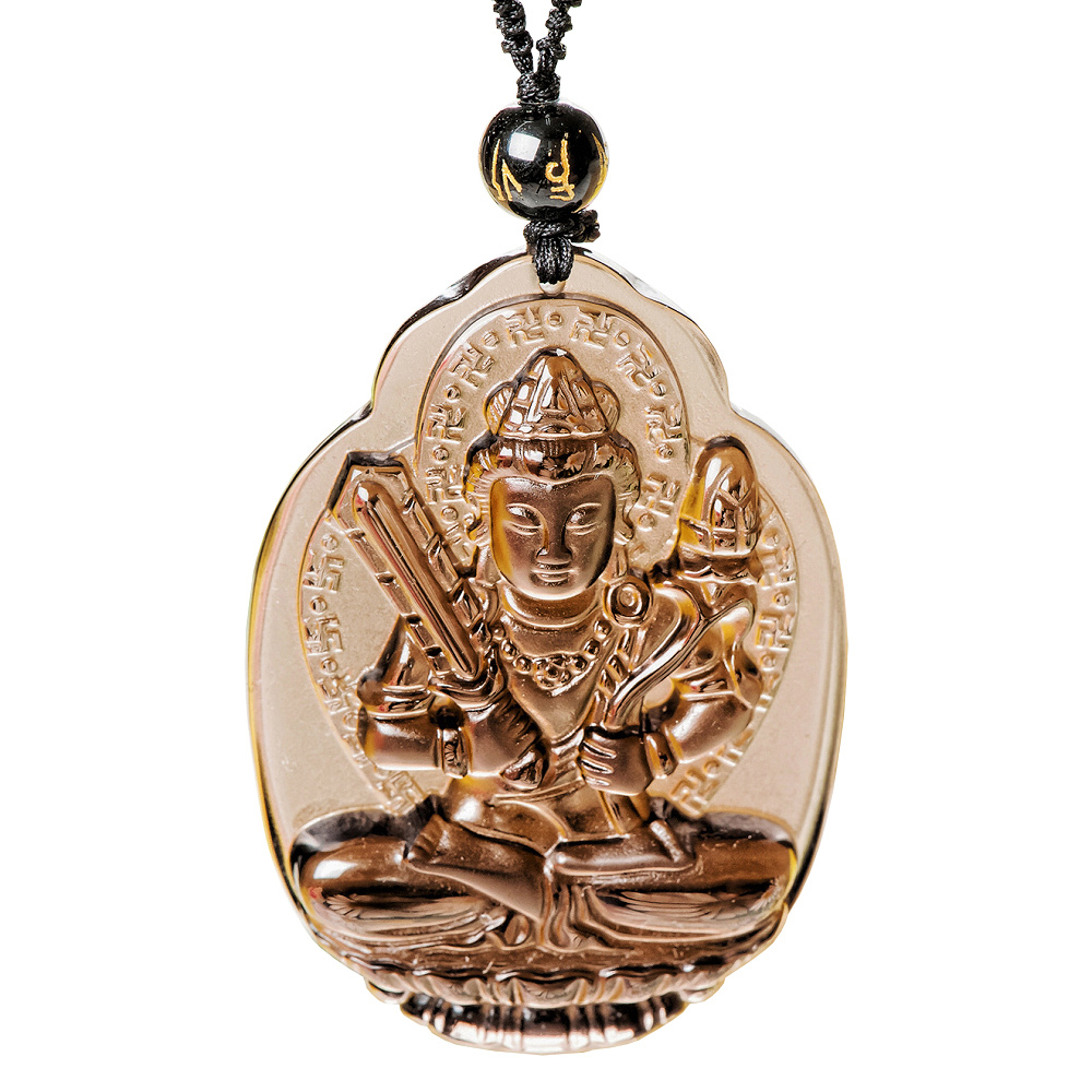 【財神小舖】 生肖牛、虎(虛空藏菩薩)本命佛-頂級冰晶黑曜石項鍊(冰晶) (含開光) (廠商直出、不參加免運及滿額贈優惠)