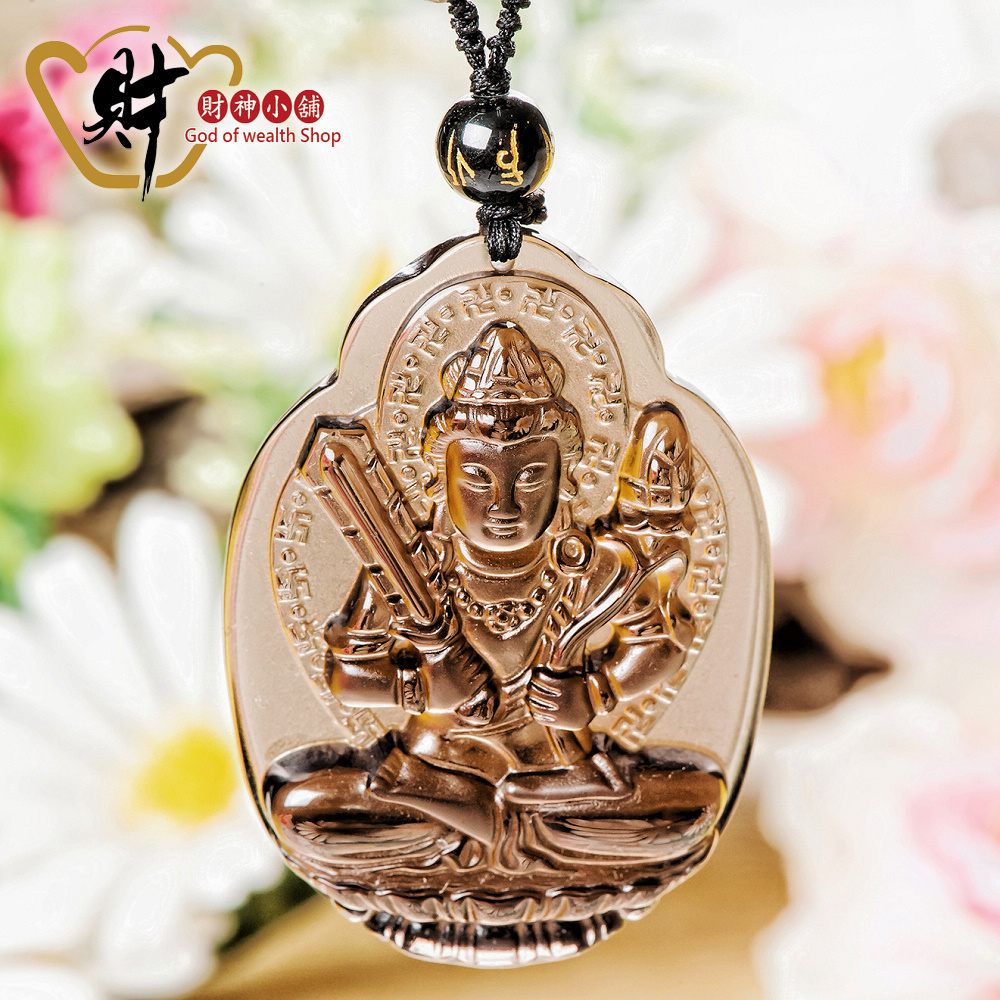 【財神小舖】 生肖牛、虎(虛空藏菩薩)本命佛-頂級冰晶黑曜石項鍊(冰晶) (含開光) (廠商直出、不參加免運及滿額贈優惠)