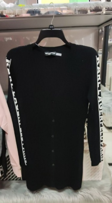 [S] KARL LAGERFELD LOGO TAPING LOGO SWEATER CARDIGAN,BLACK, L1TSS784-BLK (SKL253)