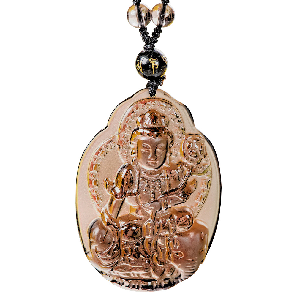 【財神小舖】生肖龍、蛇(普賢菩薩)本命佛-頂級冰晶黑曜石項鍊(冰晶) (含開光)  (廠商直出、不參加免運及滿額贈優惠)