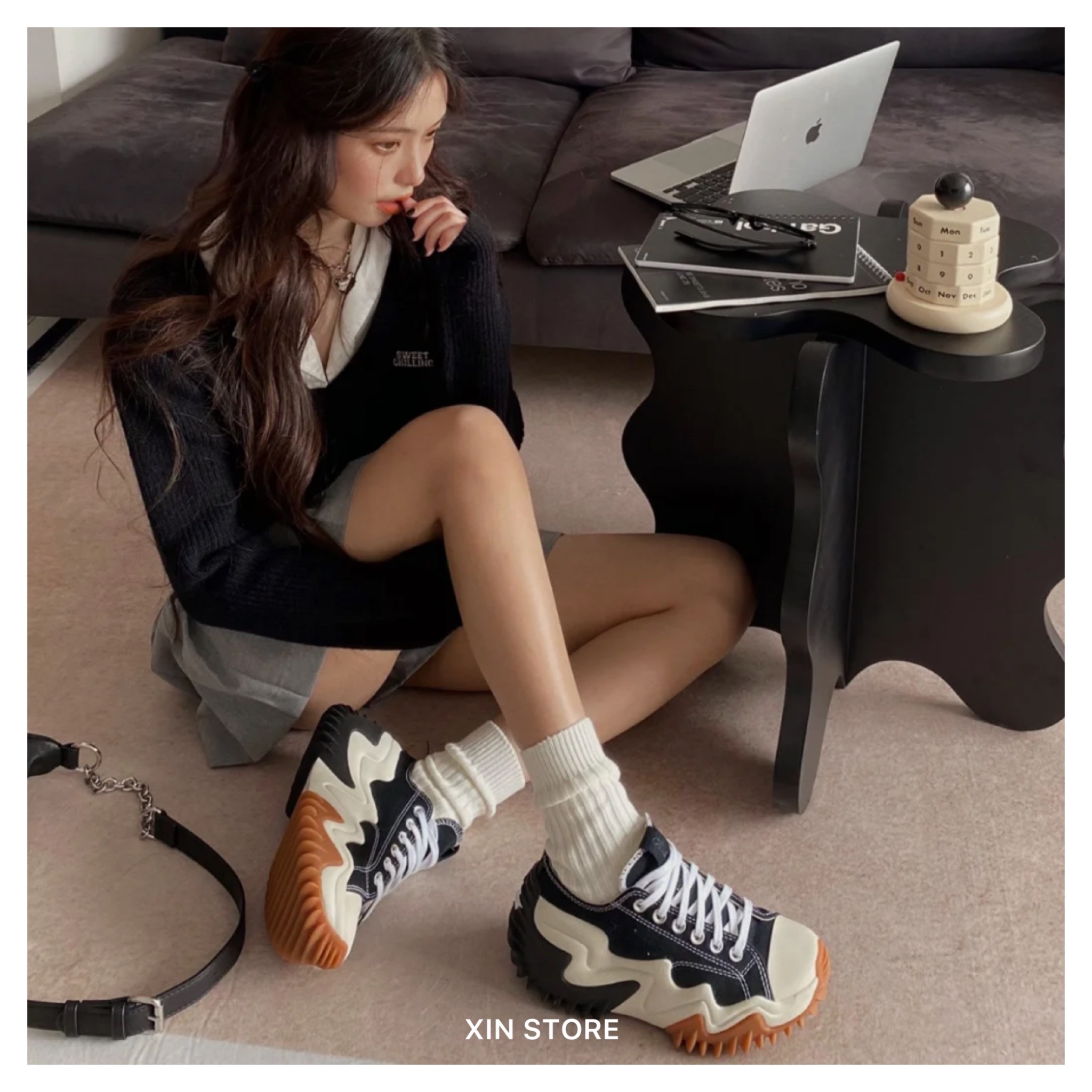 Converse Run Star Motion 低筒 厚底 泫雅 波浪 增高 5cm 鋸齒 黑