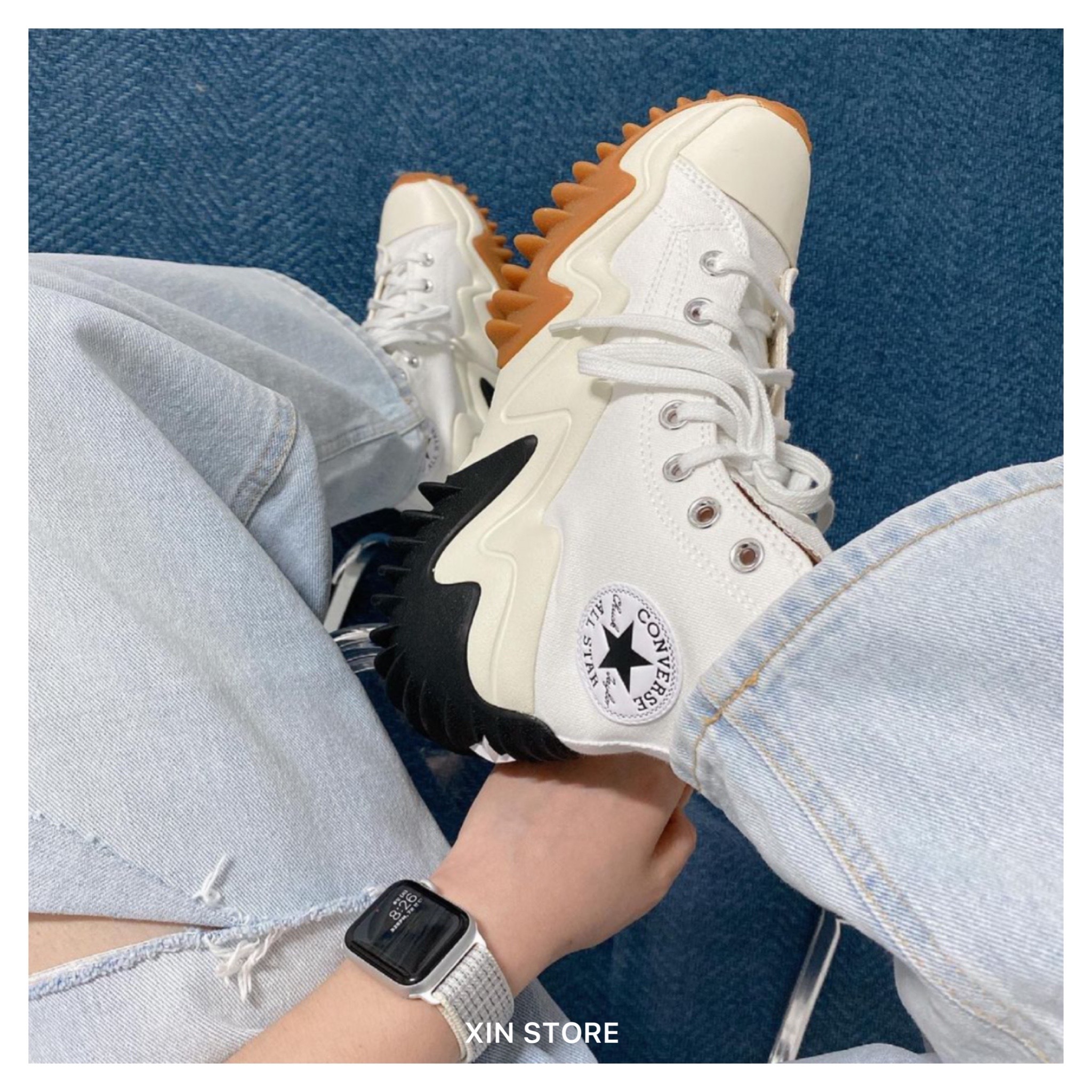 【現貨】Converse Run Star Motion 高筒 厚底 泫雅 波浪 增高 5cm 鋸齒  白