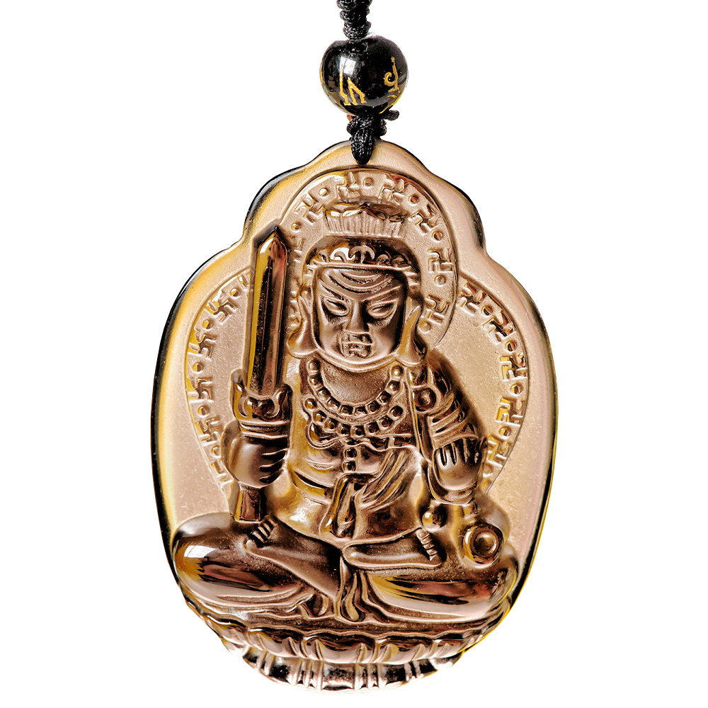 【財神小舖】生肖雞(不動明王)本命佛-頂級冰晶黑曜石項鍊(冰晶) (含開光) (廠商直出、不參加免運及滿額贈優惠)