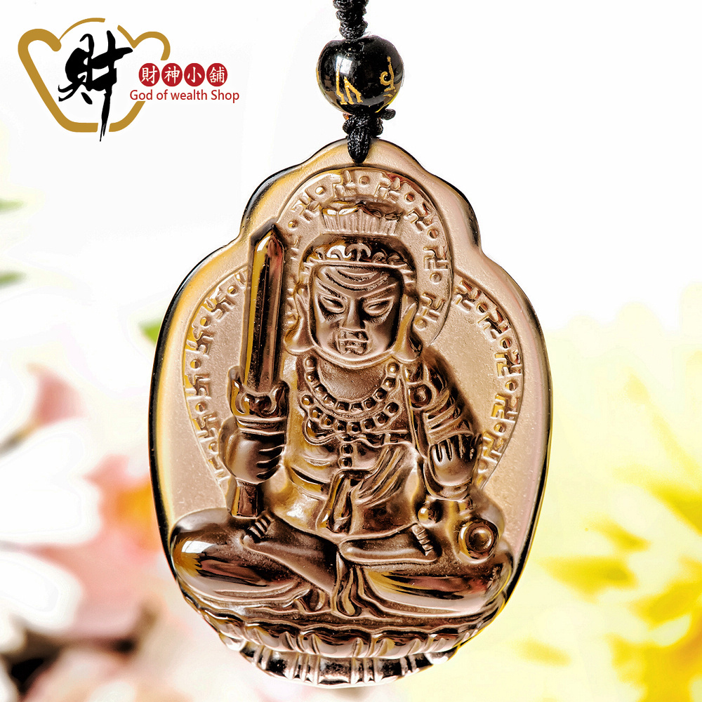 【財神小舖】生肖雞(不動明王)本命佛-頂級冰晶黑曜石項鍊(冰晶) (含開光) (廠商直出、不參加免運及滿額贈優惠)