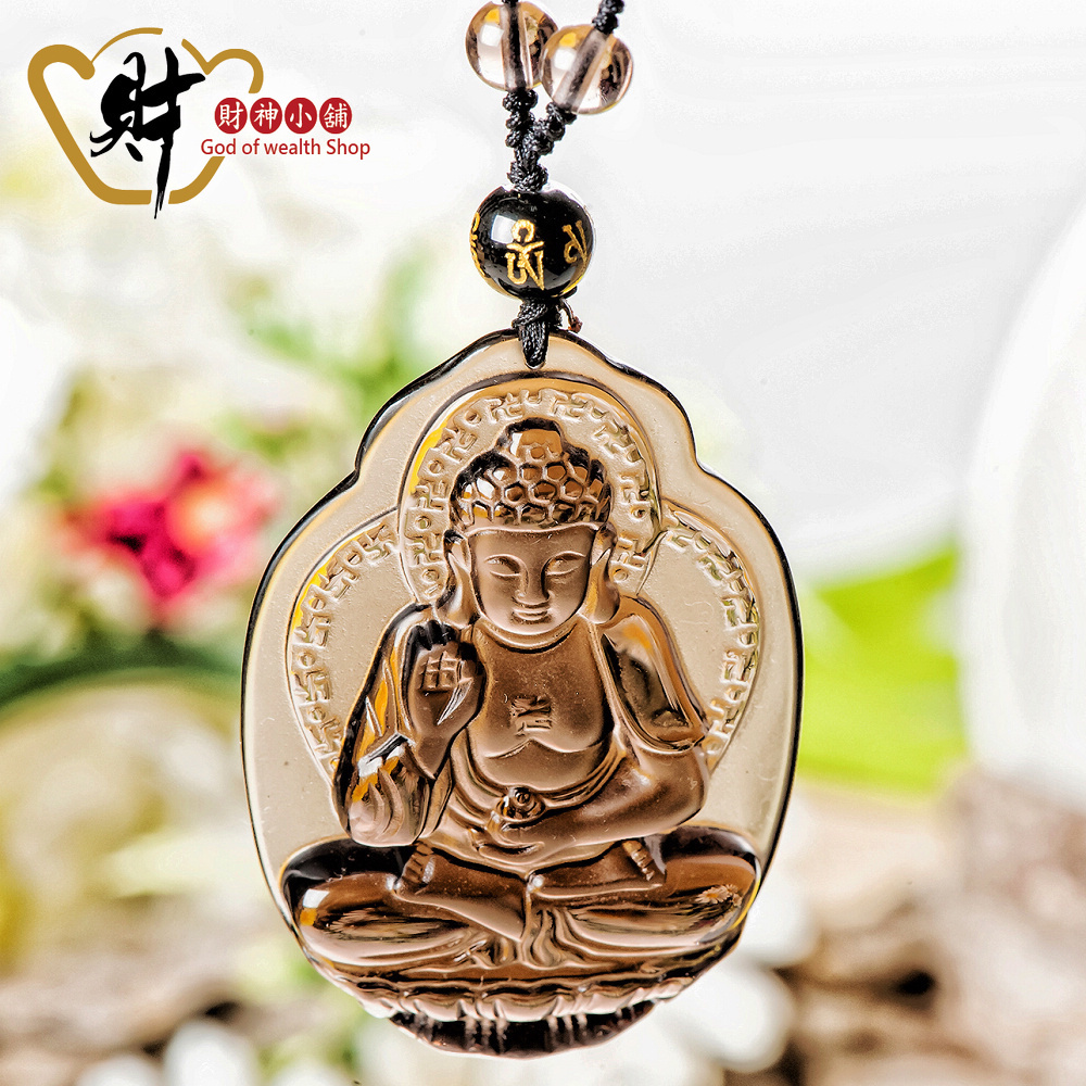 【財神小舖】生肖狗、豬( 阿彌陀佛)本命佛-頂級冰晶黑曜石項鍊(冰晶) (含開光) (廠商直出、不參加免運及滿額贈優惠)