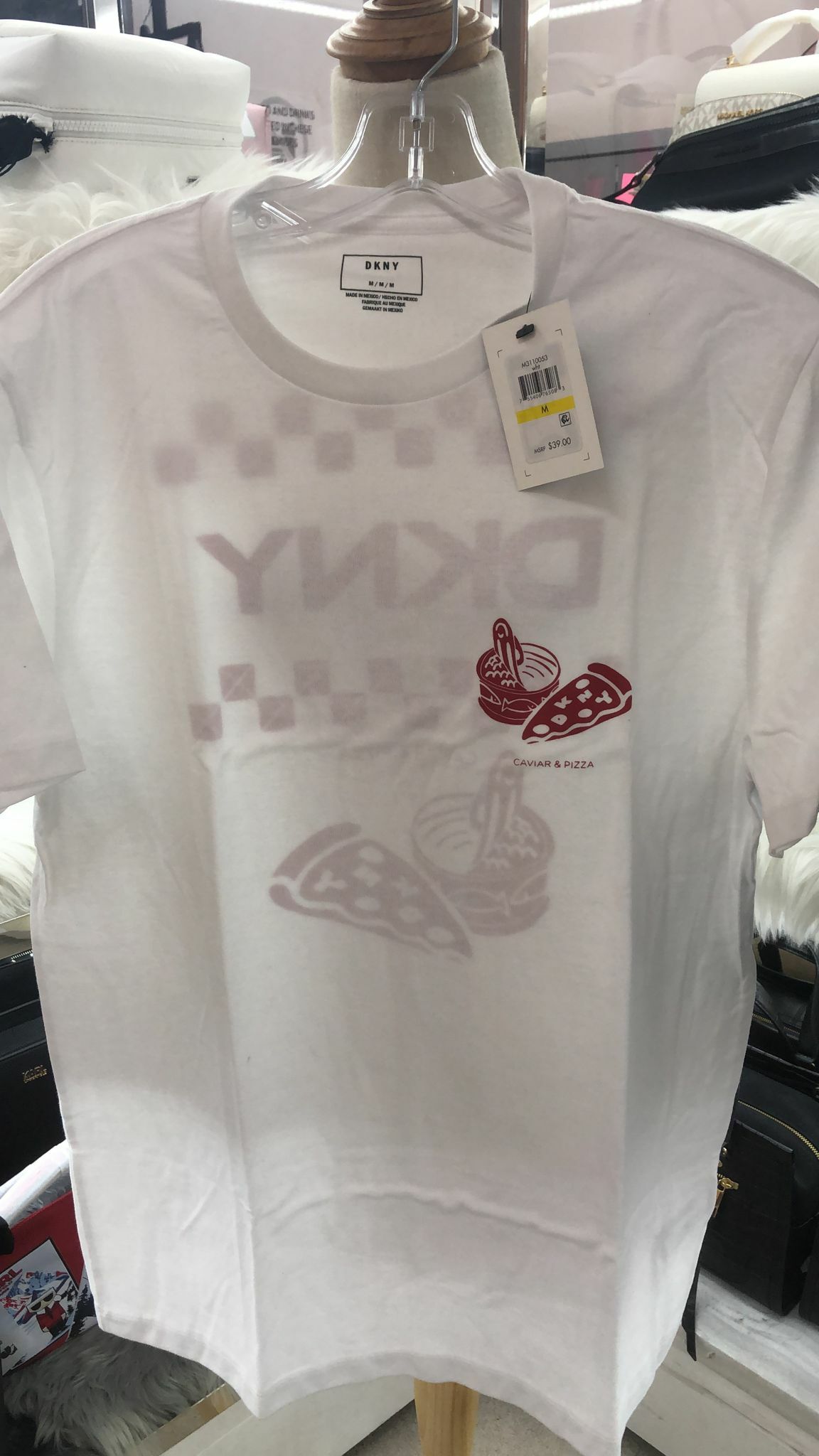 [S] DKNY CAVIAR & PIZZA TEE,WHITE, M3110053-WHT (SD159)