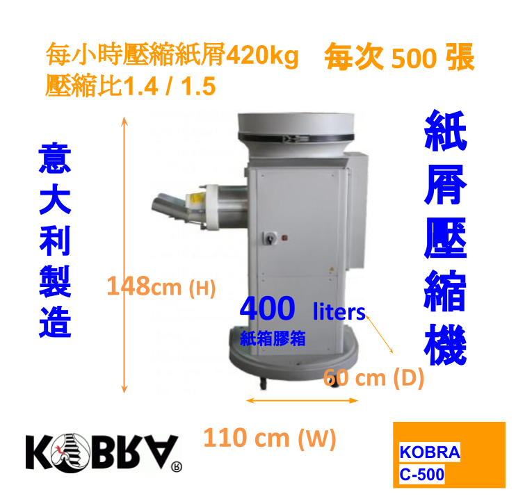 KOBRA C-500 紙屑壓縮機 for Kobra Cyclone