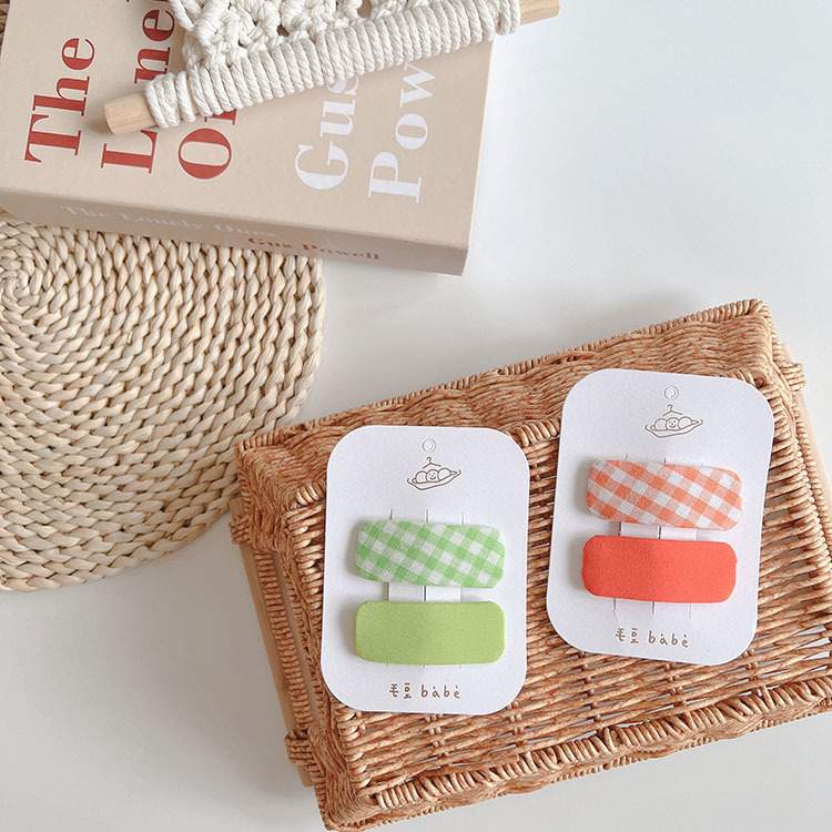 方形格紋髮夾組