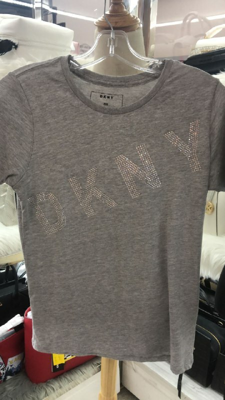 [S] DKNY TEE SHIRT WITH BLING LOGO,GREY, B2101914-HGR (SD163)