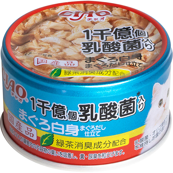 [$216限時優惠]日本CIAO 貓罐 - 1千億個 乳酸菌 吞拿魚 85G , A-134 (原箱24罐)