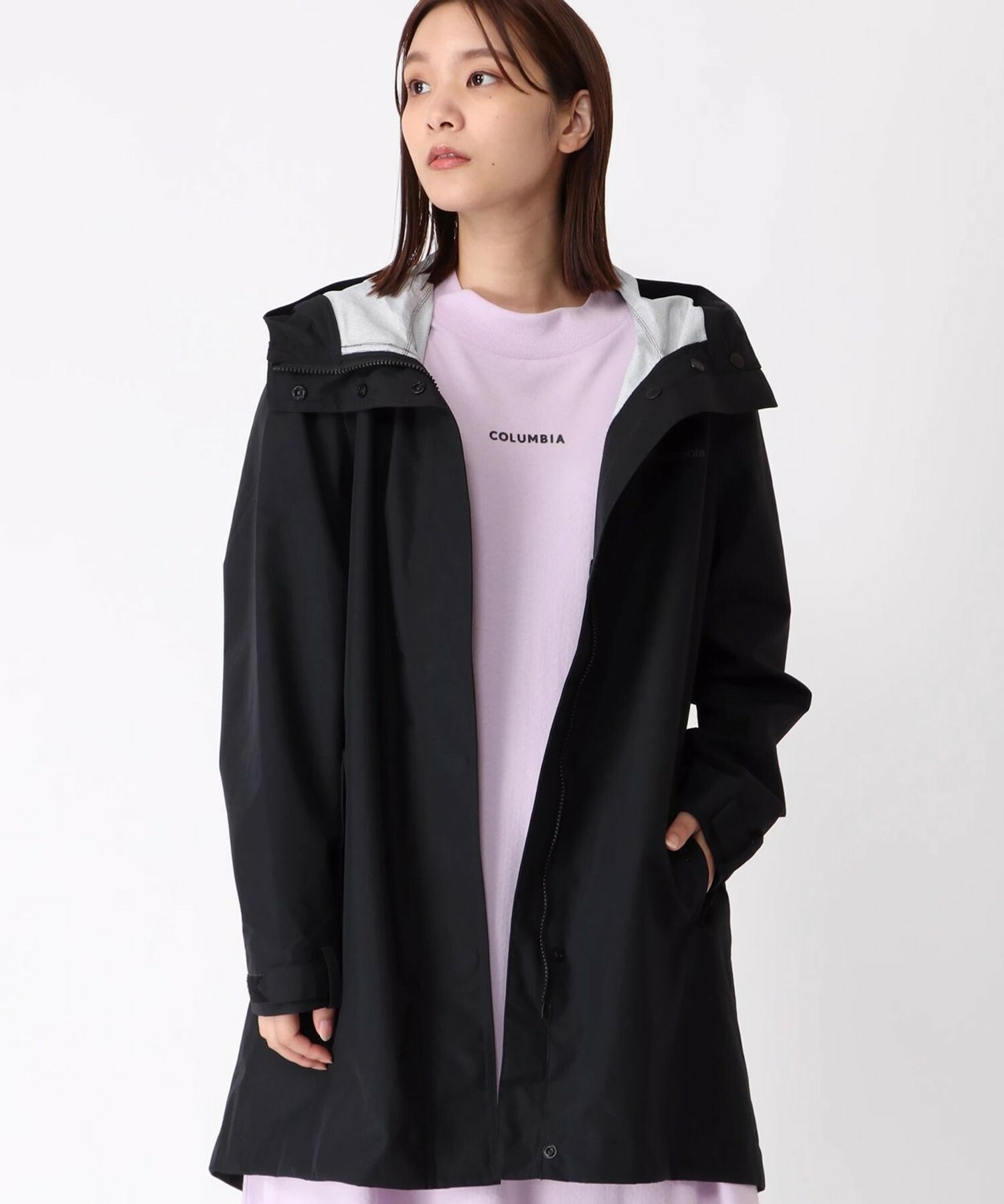 COLUMBIA 哥倫比亞 長雨衣 長版 大衣 外套 黑色 女