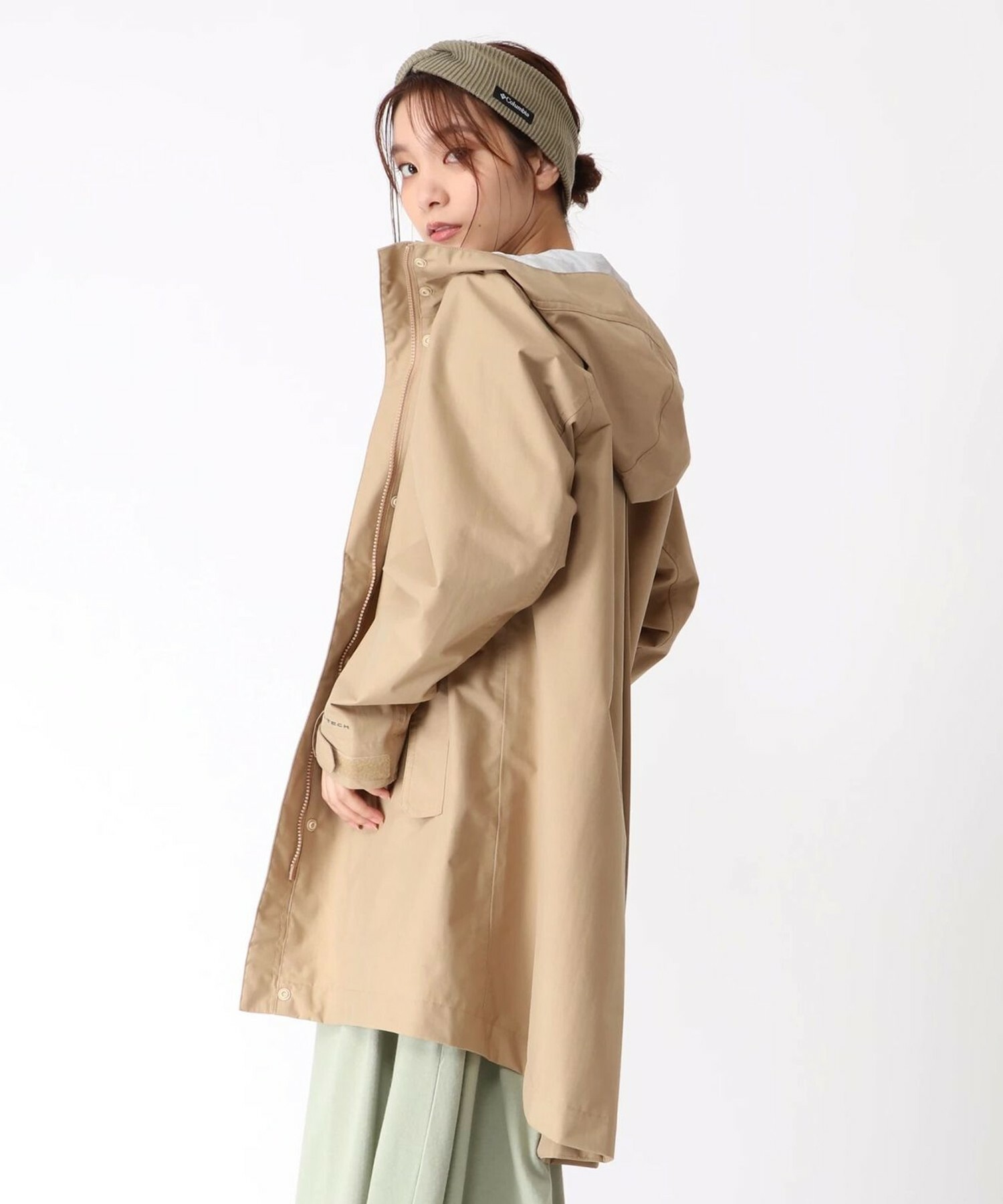 COLUMBIA 哥倫比亞 長雨衣 長版 大衣 外套 淺褐色 女