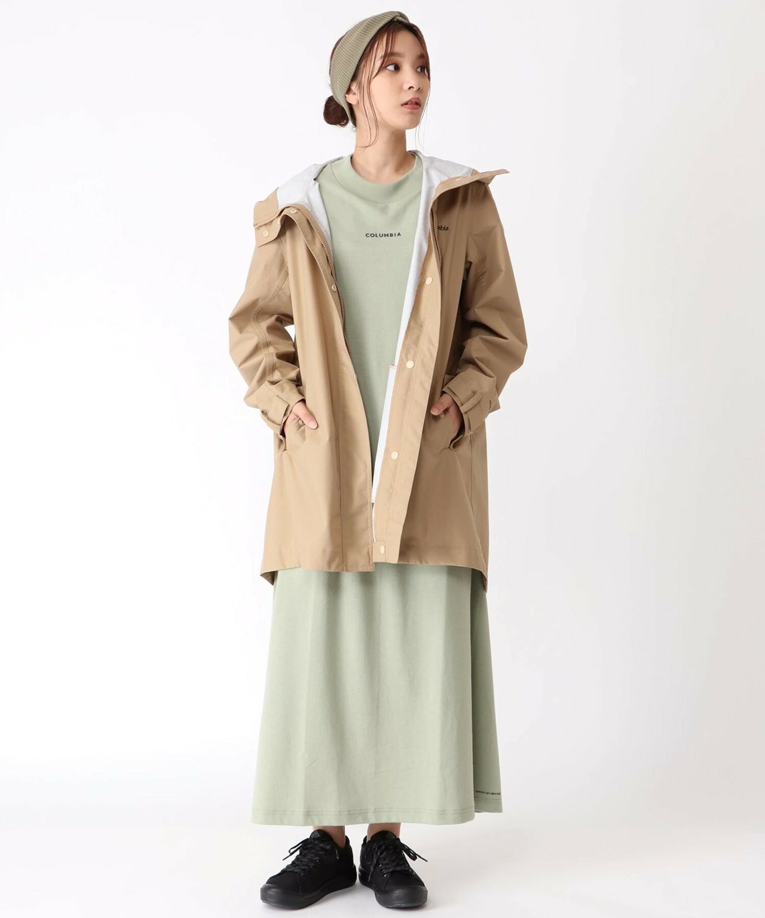COLUMBIA 哥倫比亞 長雨衣 長版 大衣 外套 淺褐色 女