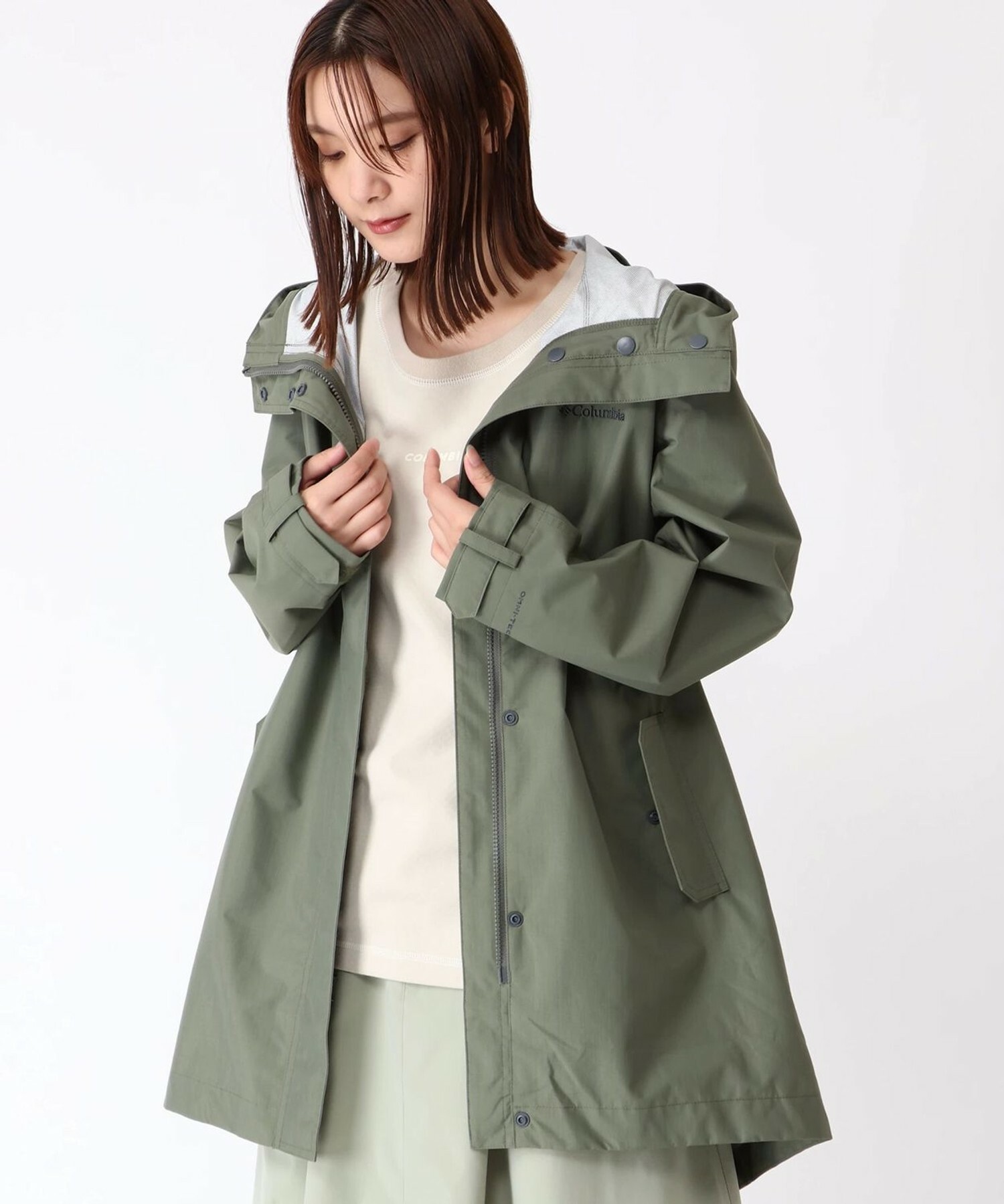 COLUMBIA 哥倫比亞 長雨衣 長版 大衣 外套 綠色 女