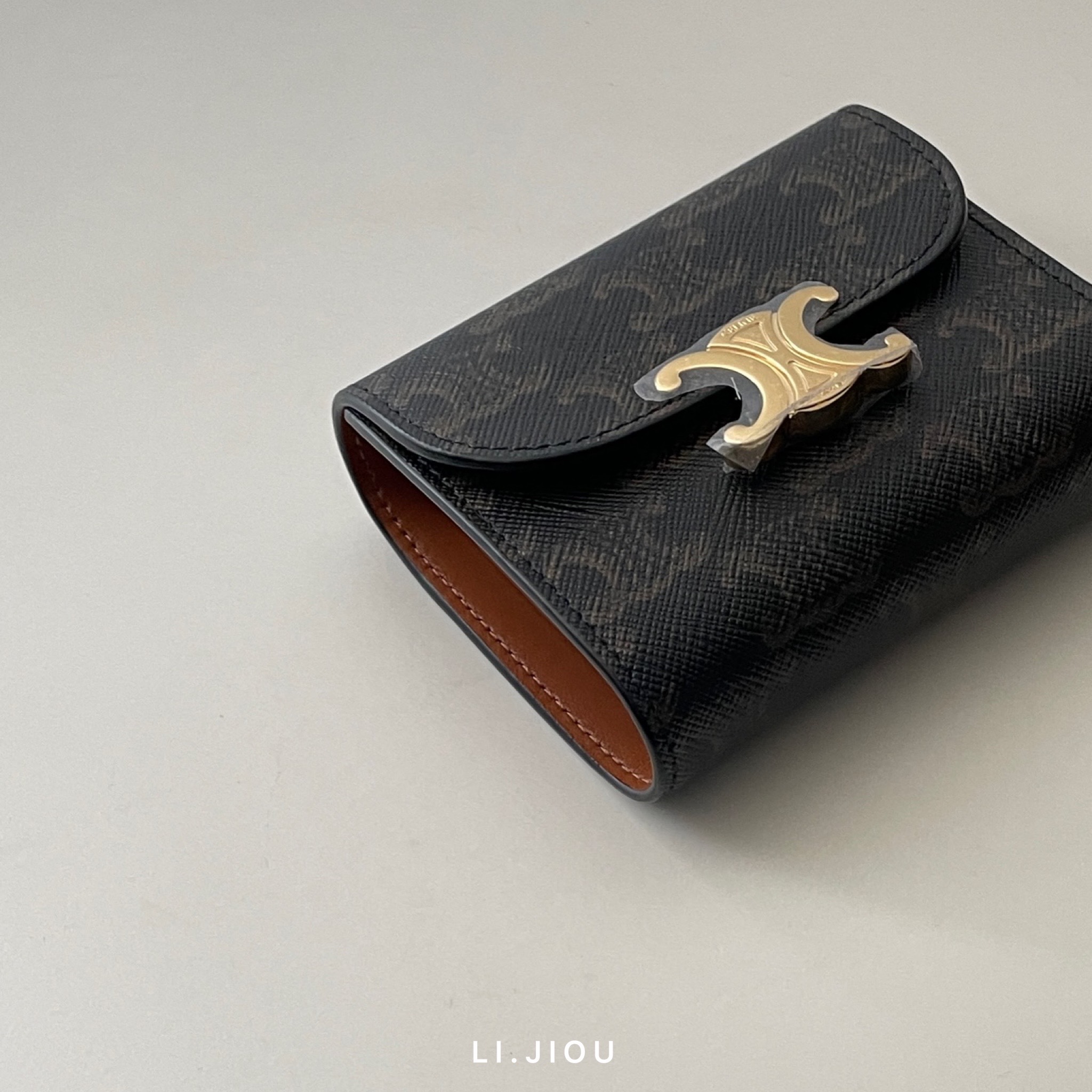 Celine 標識印花小型 TRIOMPHE 三折短夾