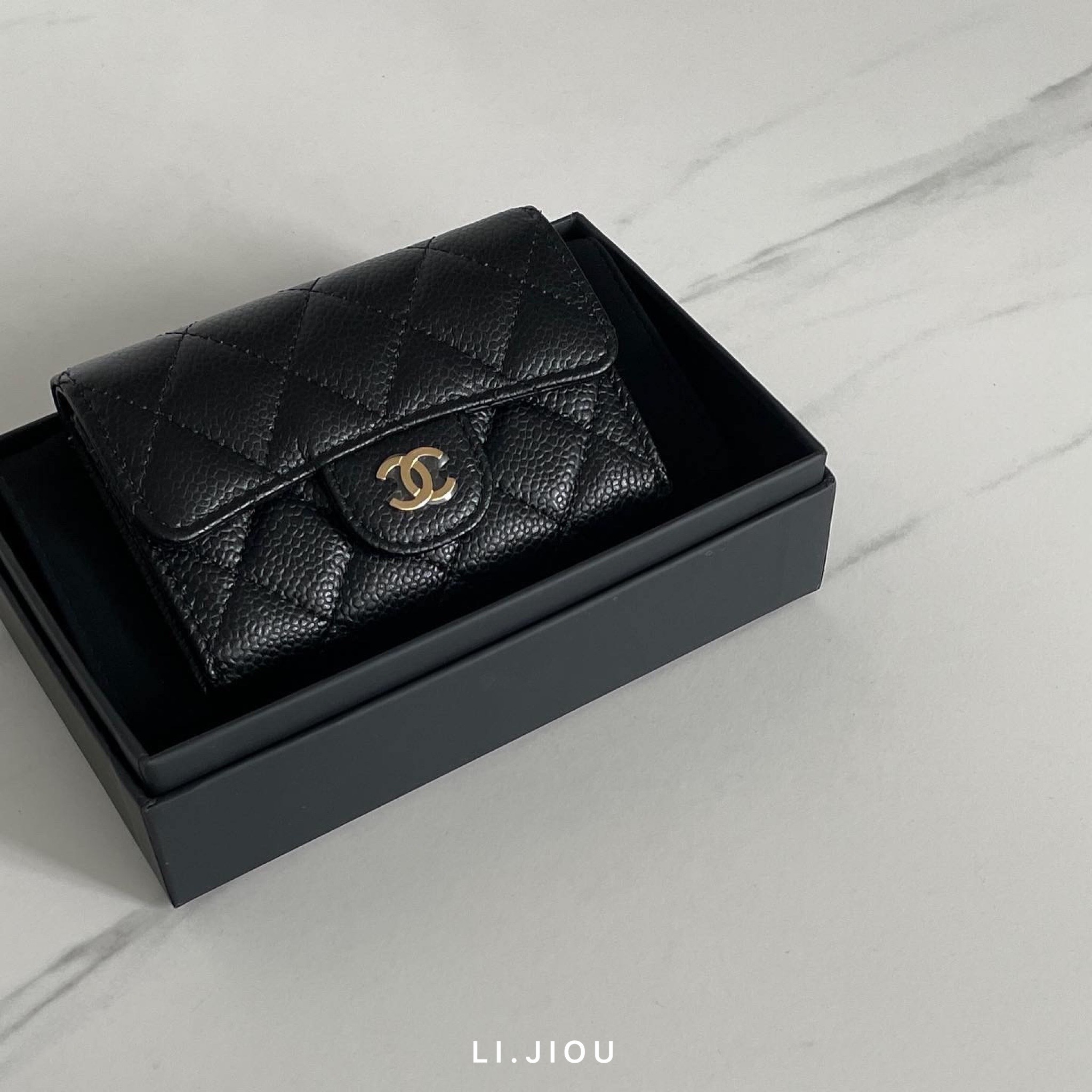 Chanel 黑金牛皮零錢包 卡包