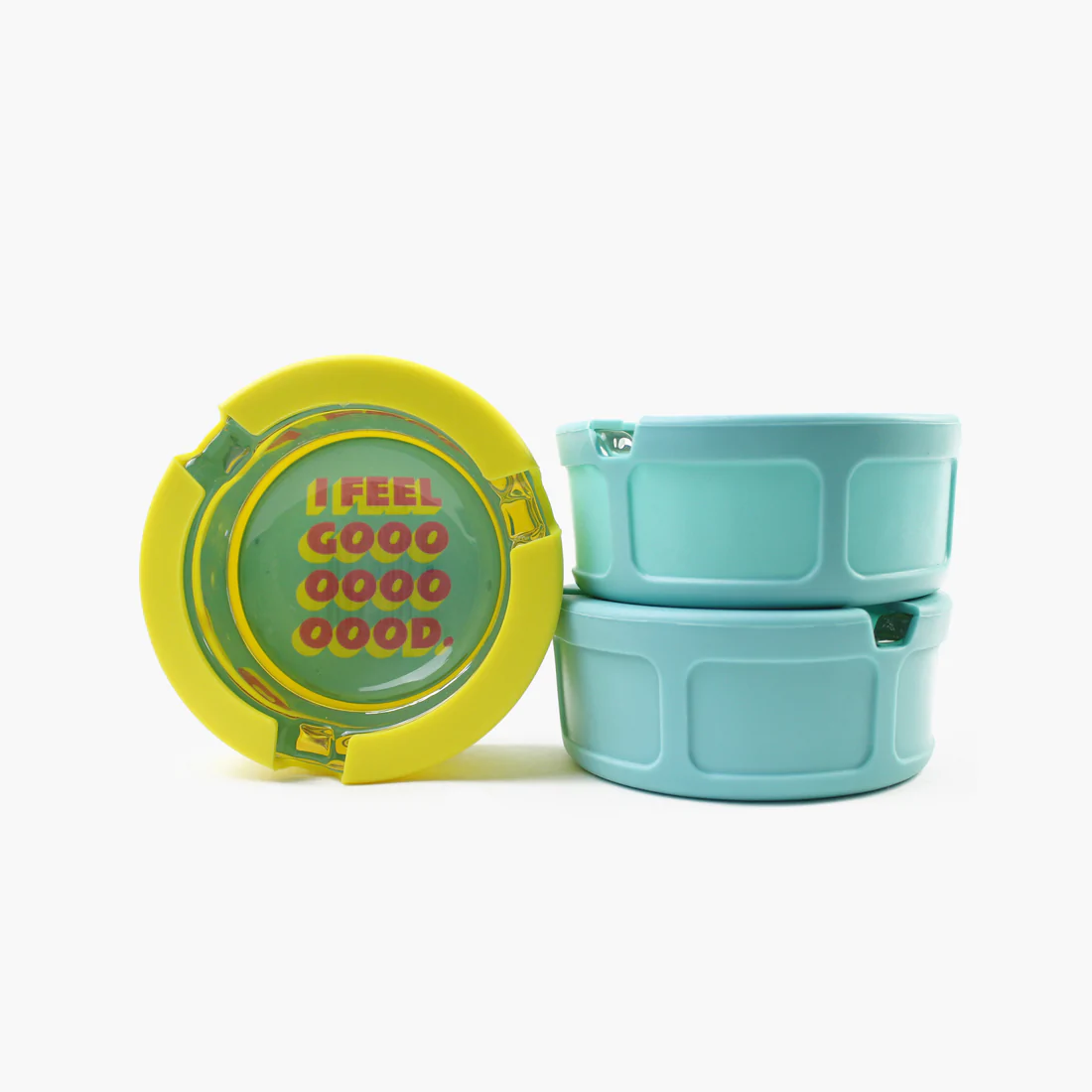 UGLY HOUSE SILICONE & GLASS ASHTRAY - BIG SIZE - I FEEL GOOD