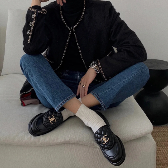 Chanel 黑金 爆款 書包釦 樂福鞋