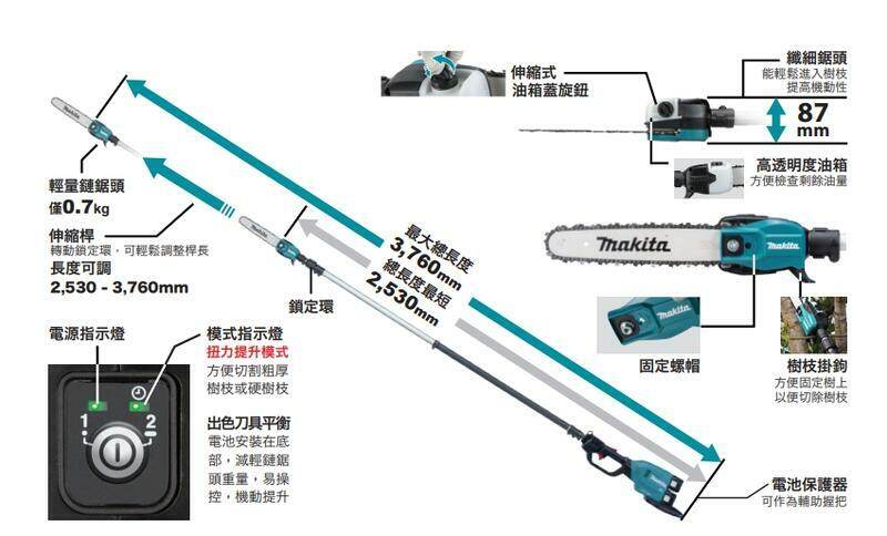 ＊中崙五金【附發票】牧田 18V充電式無刷伸縮式高枝鏈鋸 DUA301ZB 單主機 DUA301 高枝鋸