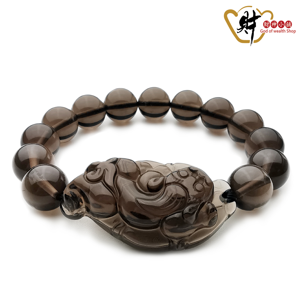 【財神小舖】事業有成-頂級冰晶黑曜石豼貅手鍊12mm(13顆) (含開光)  (廠商直出、不參加免運及滿額贈優惠)