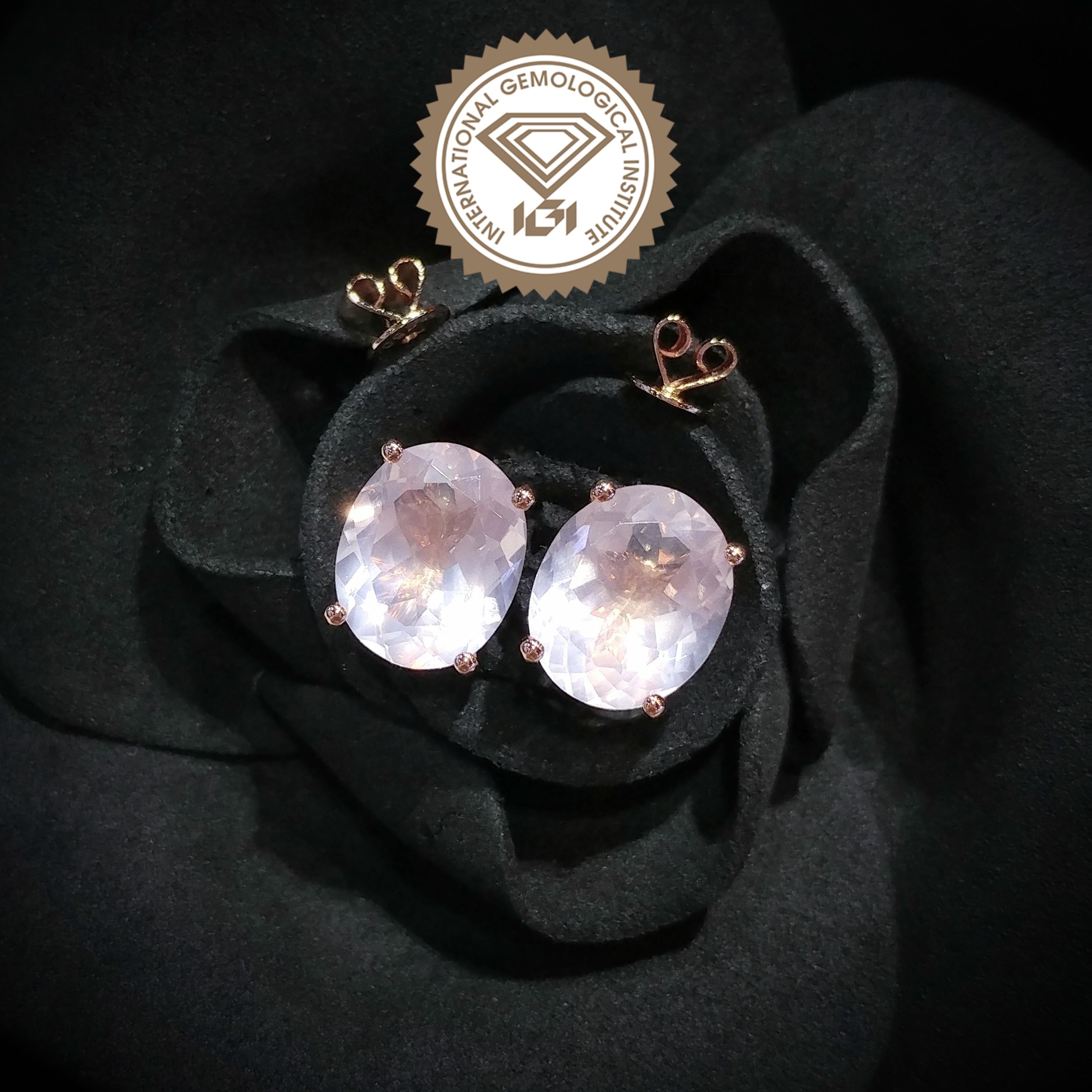 18K Rose Gold 6.63ct Quartz Earrings