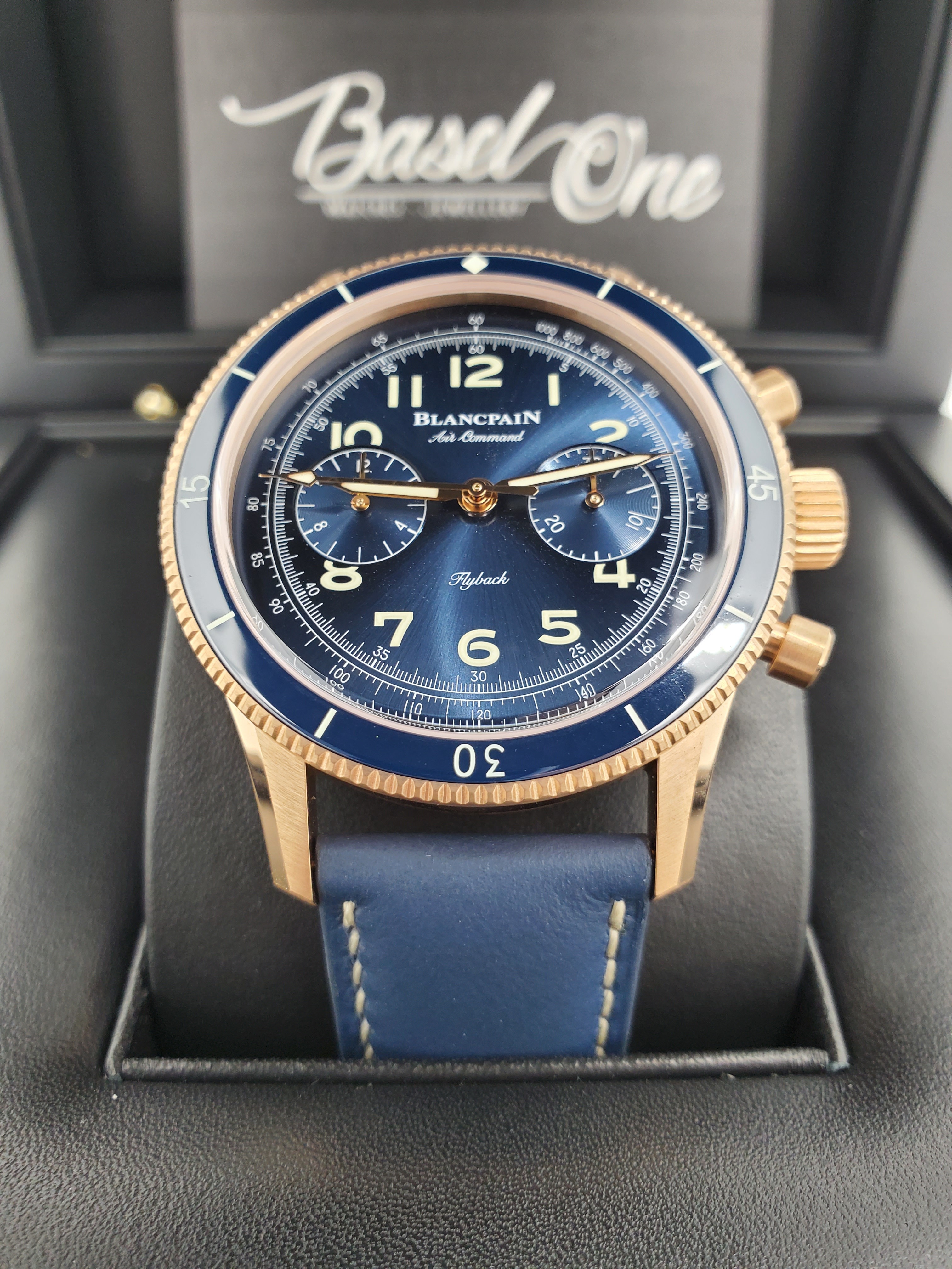 BRAND NEW BLANCPAIN AC02 36B40 63 AIR COMMAND BLUE DIAL RED GOLD 42 mm