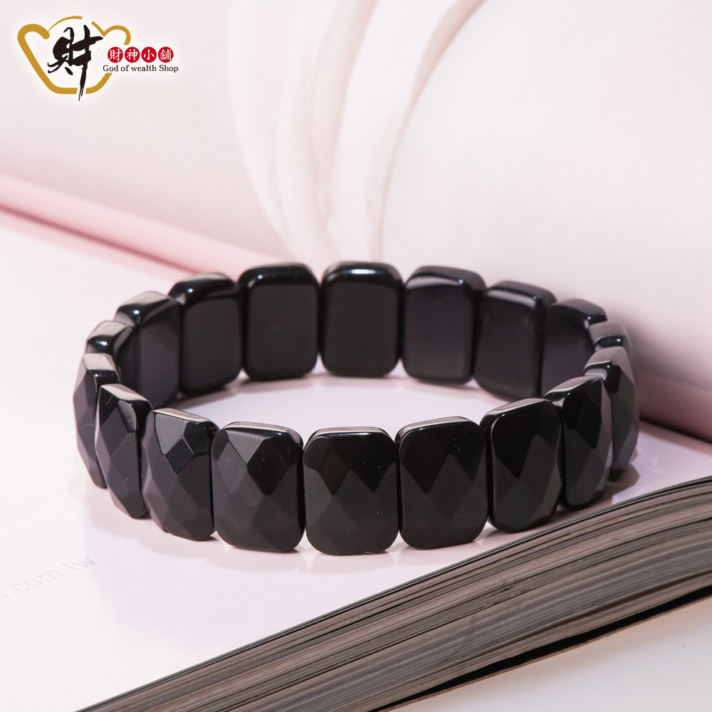 【財神小舖】手工切角-天然黑曜石手排 (含開光) (廠商直出、不參加免運及滿額贈優惠)