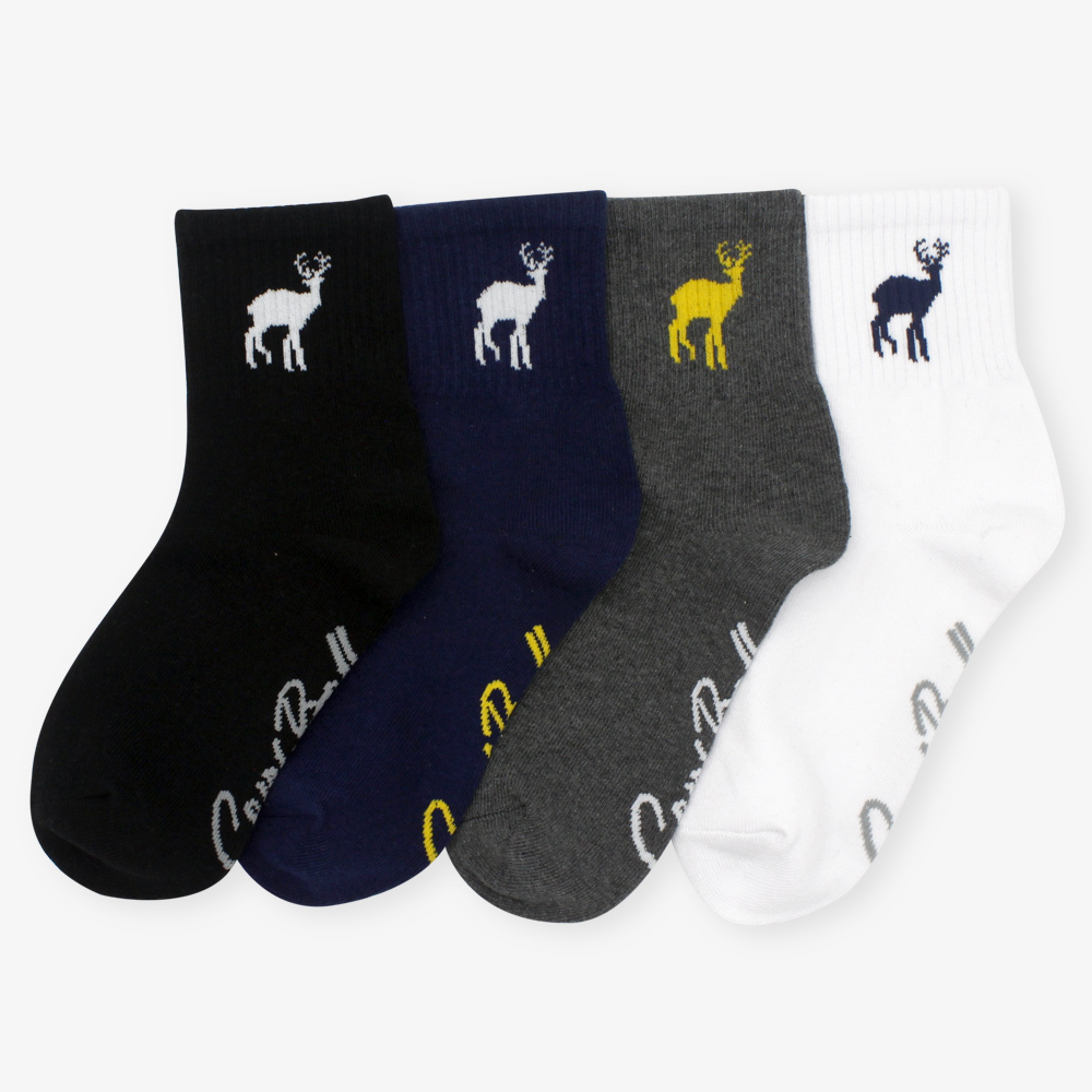 【肌柔】台灣製「防臭吸汗」鹿身緹花棉質中筒襪丨P1221