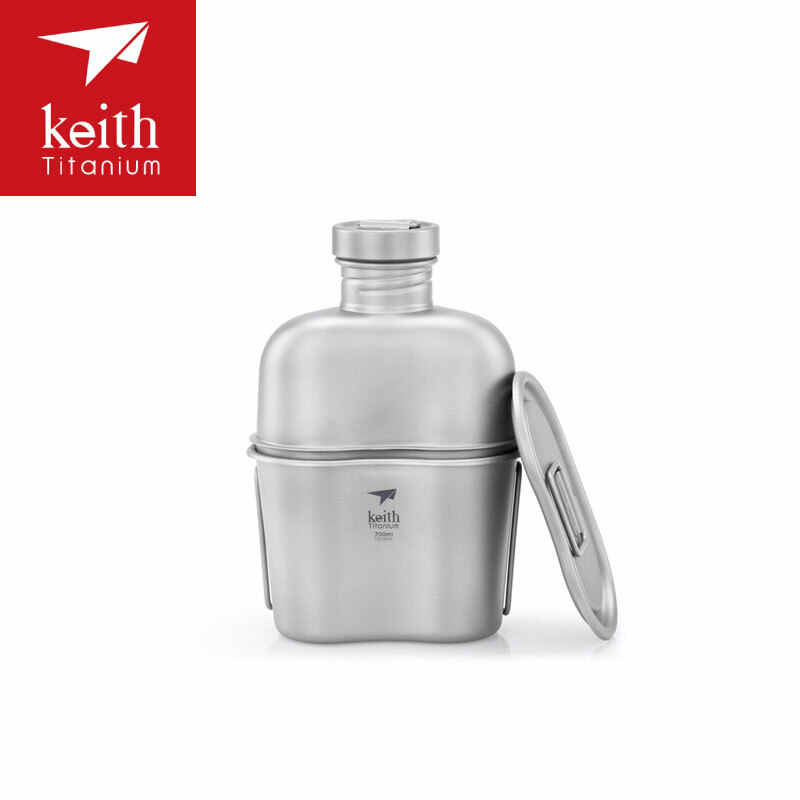 Keith 鎧斯 純鈦輕量環保軍用水壺(附飯盒壺套) 1100ml 野餐/戶外/露營/休閒 52KEITI3060