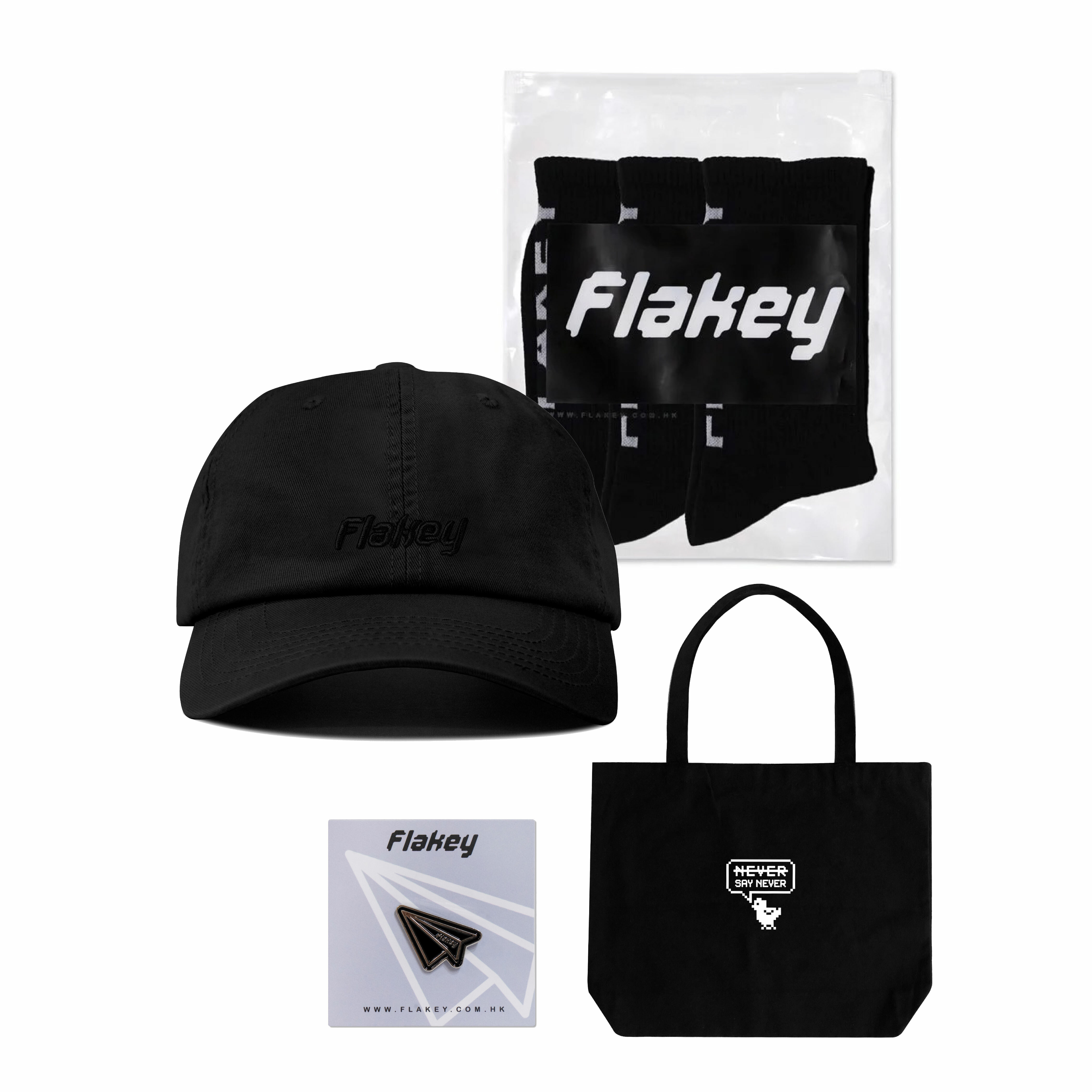 FLAKEY 黑棒球帽 x 襪套裝