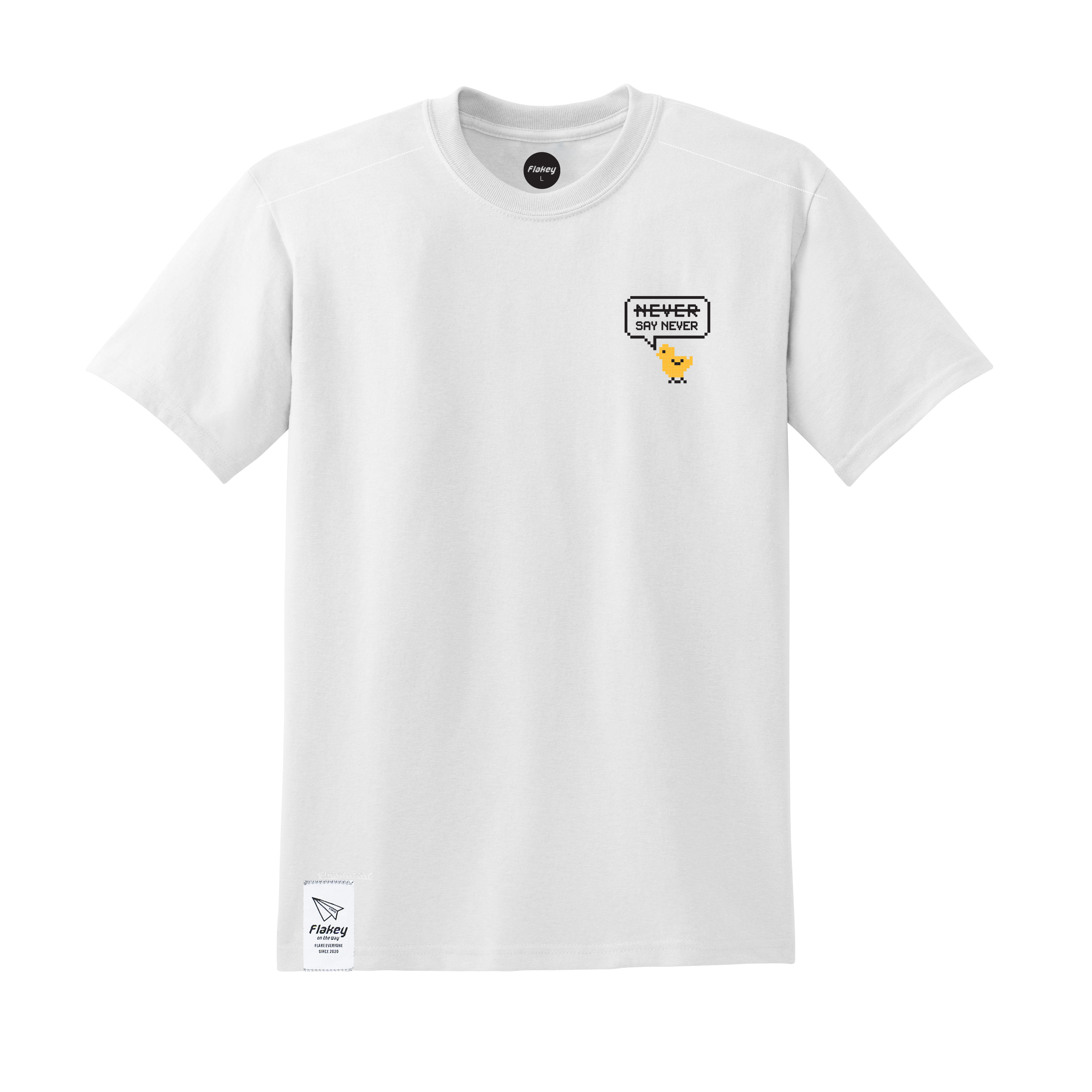 NEVER CHICKEN Tee  ( 白 : Basic Cut )