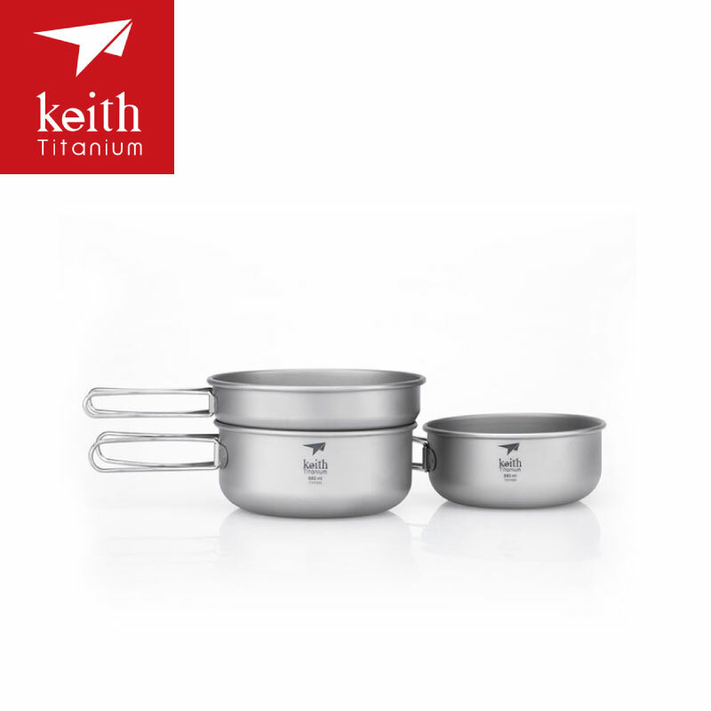 Keith 鎧斯 純鈦環保餐具套鍋組(附收納網袋) 野餐/戶外/露營/休閒 51KEITI6053