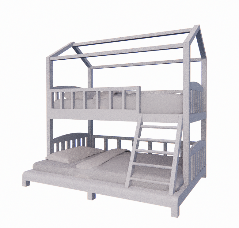 Children's Bunk Bed, Super Single (Bottom) & Single (Top Bunk)