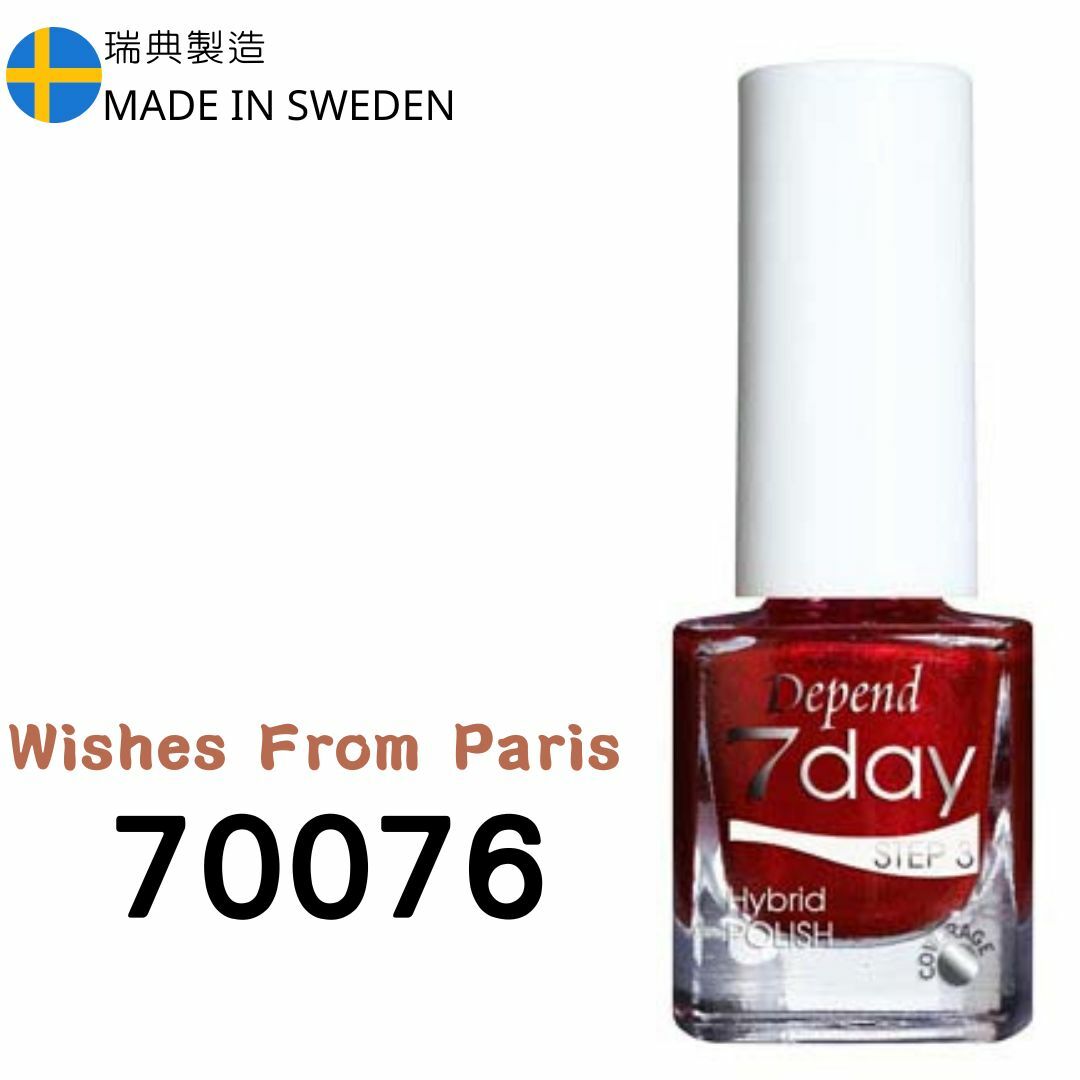 7day 仿GEL甲快乾甲油 70076 Wish From Paris 珠光紅色 (不透明) 
