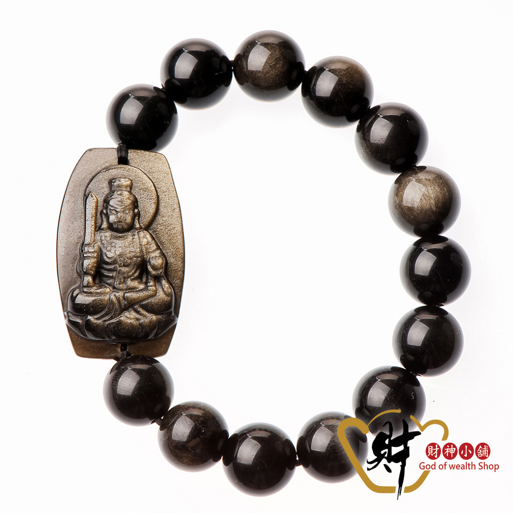 【財神小舖】生肖雞(不動明王)本命佛-金曜石手鍊12mm(13顆) (含開光) (廠商直出、不參加免運及滿額贈優惠)