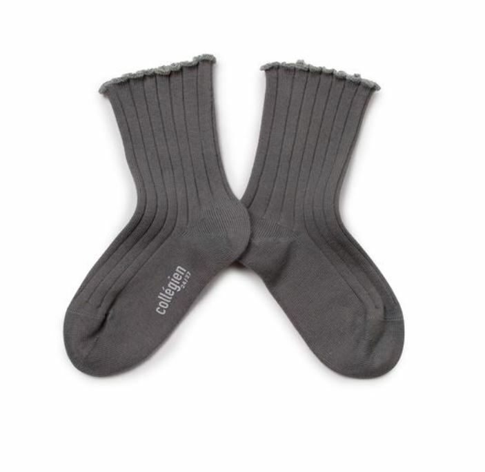 COLLEGIEN 跳色滾邊長襪  Delphine  - Gris Galet 灰