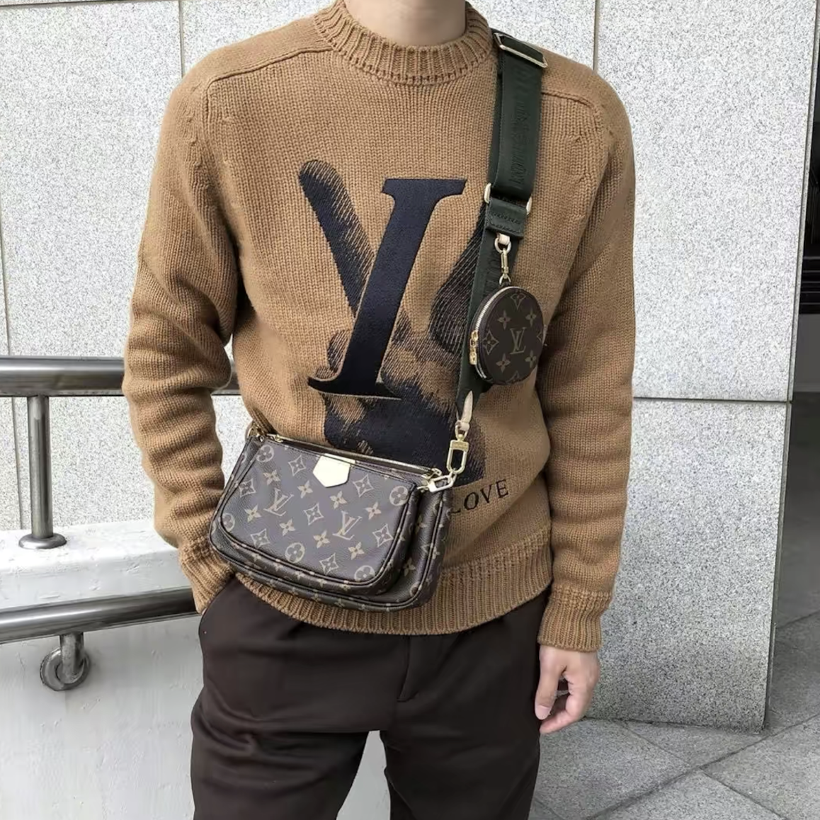 Louis Vuitton LV 綠色五合一麻將包