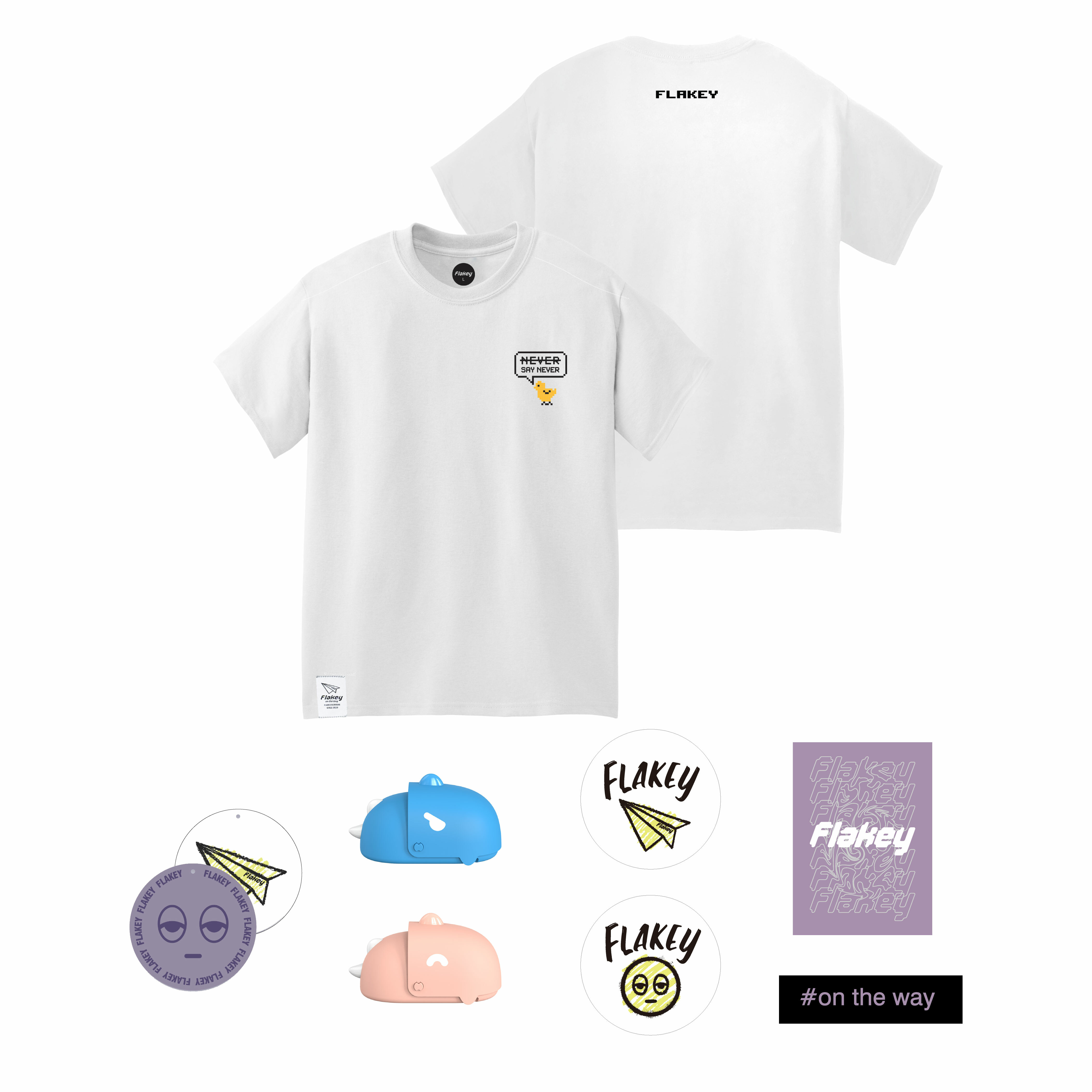 NEVER CHICKEN Tee ( 白 : Kids Size 120 -140 )